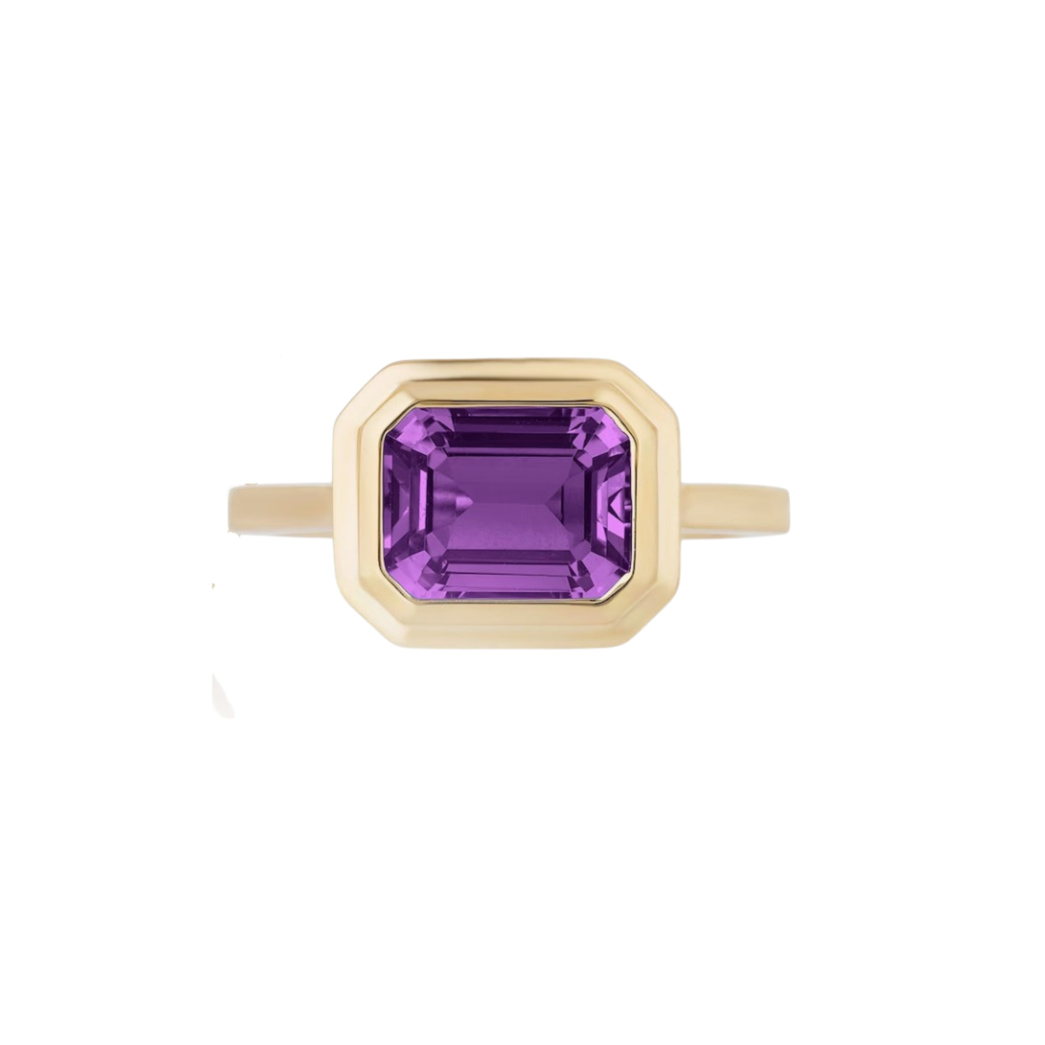 Goshwara Emerald-Cut Amethyst Bezel Set 18K Gold Ring