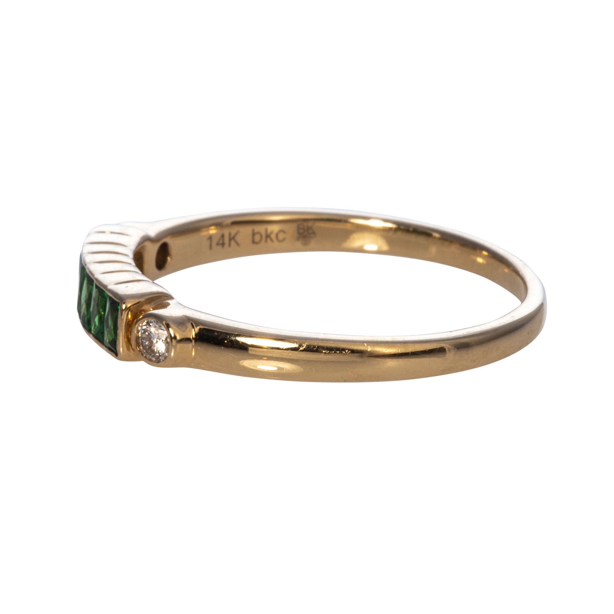 Tsavorite & Diamond 14K Yellow Gold Band