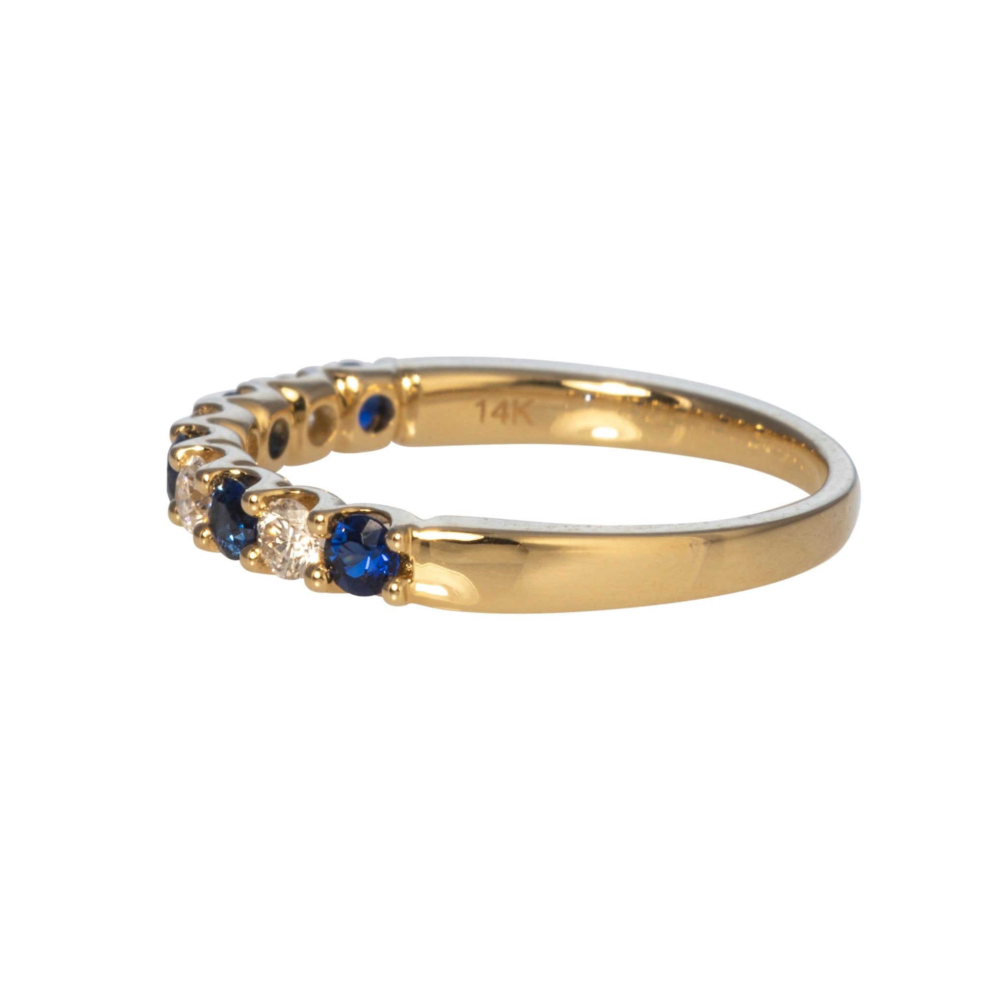 Sapphire & Diamond Halfway 14K Yellow Gold Band