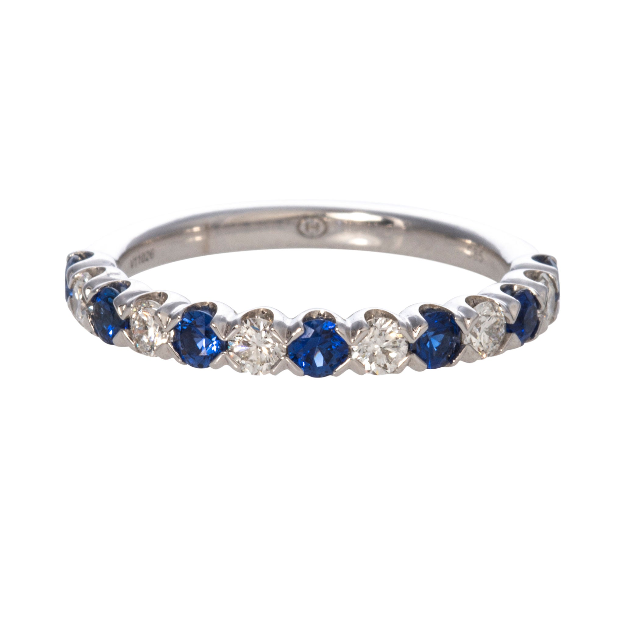 .56ct Sapphire & .38ct Diamond 14K White Gold Halfway Band