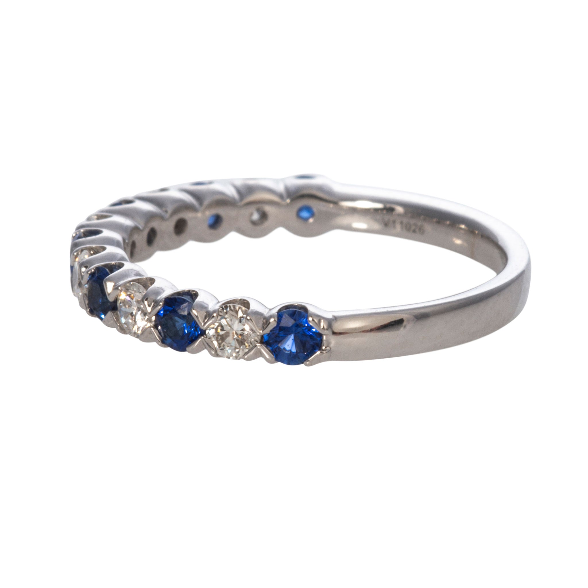 .56ct Sapphire & .38ct Diamond 14K White Gold Halfway Band