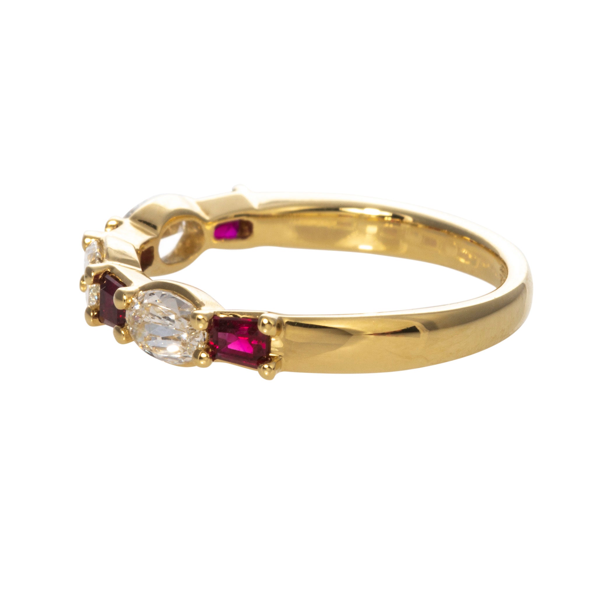 .58ctw L’Amour Crisscut Oval & Baguette Ruby 7-Stone Band