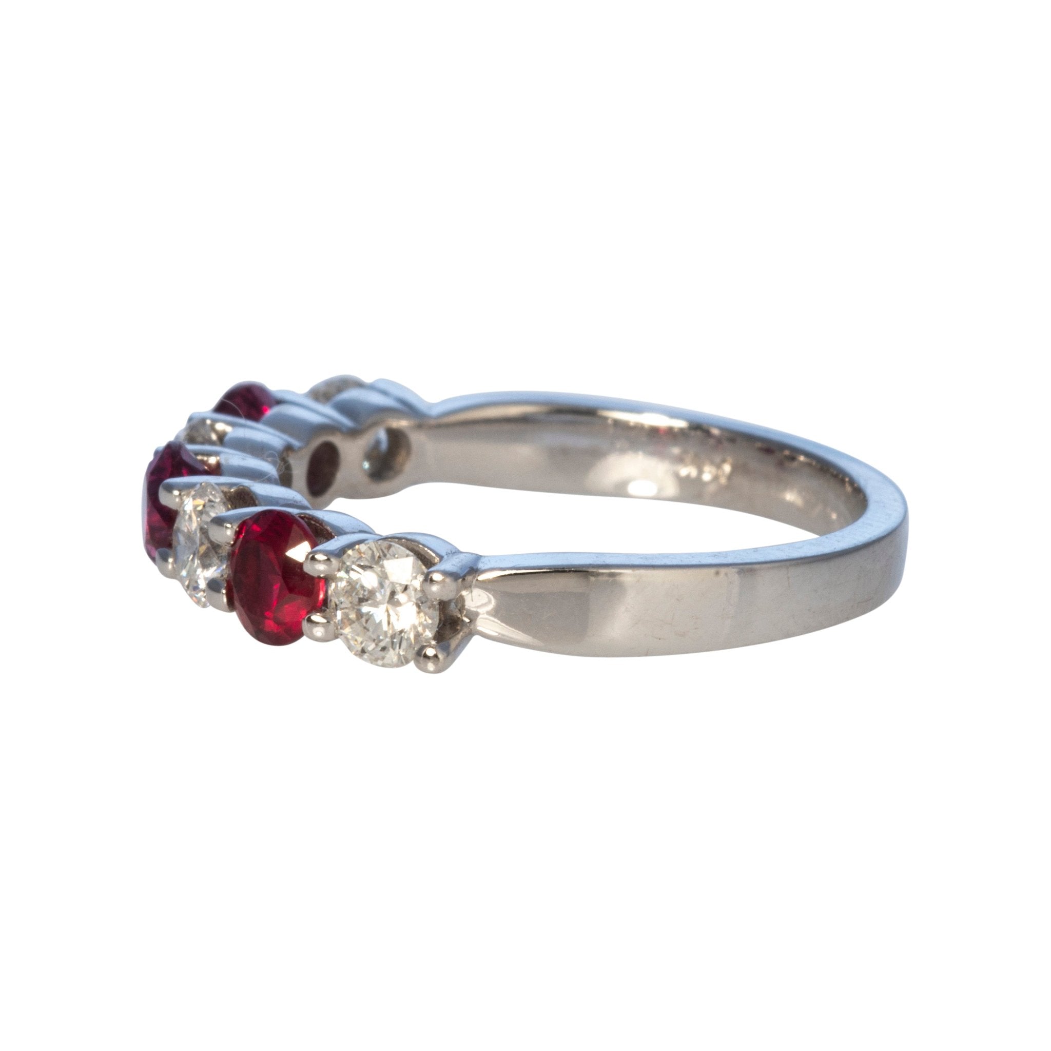 Ruby & Diamond 14K White Gold Halfway Band