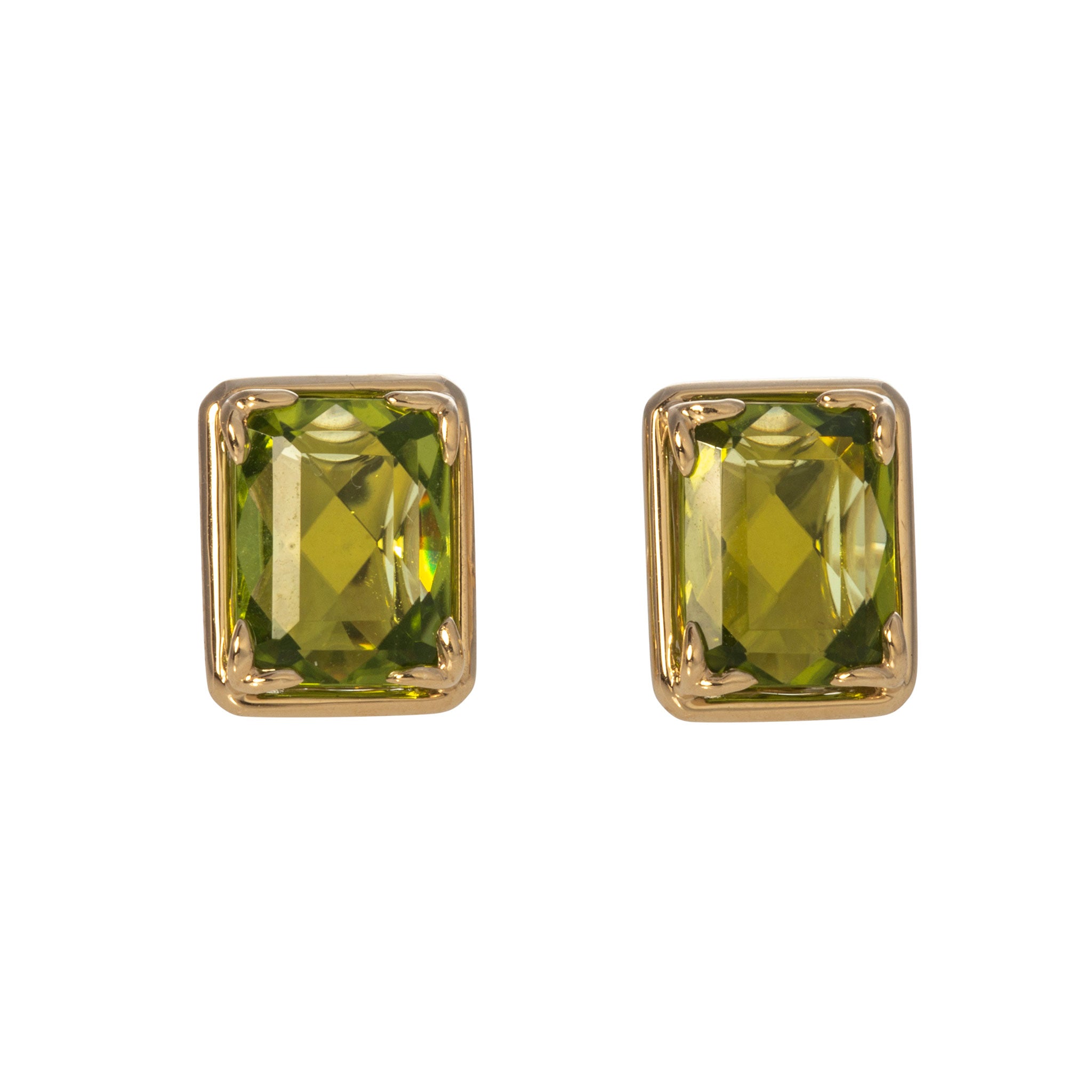 Peridot 14K Yellow Gold River Stud Earrings