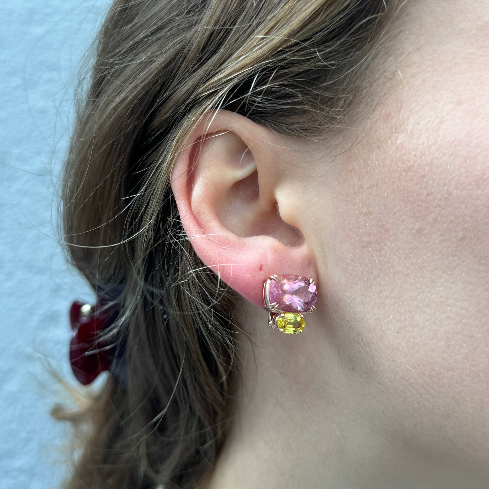 Pink Tourmaline & Yellow Sapphire 18K Rose Gold Earrings