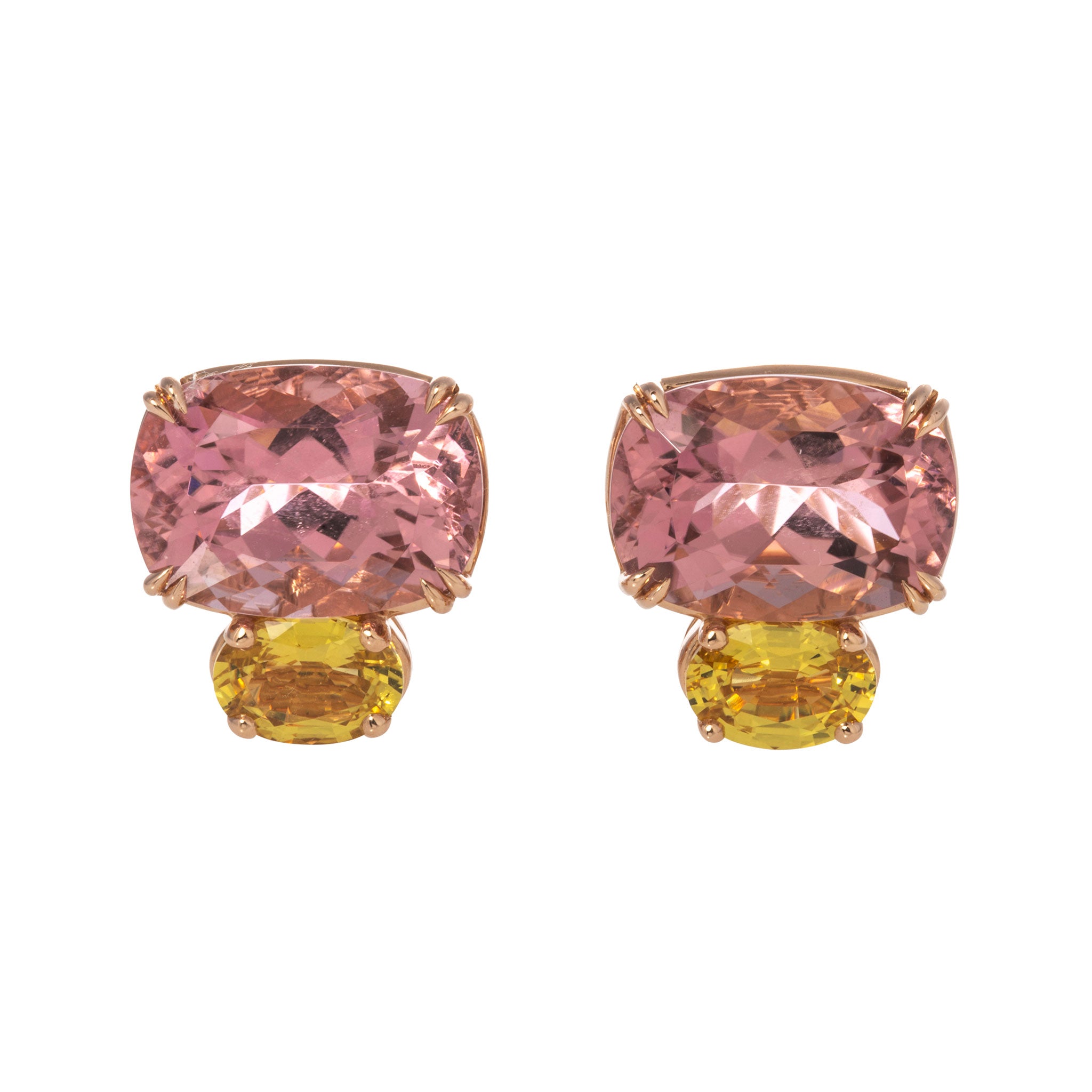 Pink Tourmaline & Yellow Sapphire 18K Rose Gold Earrings