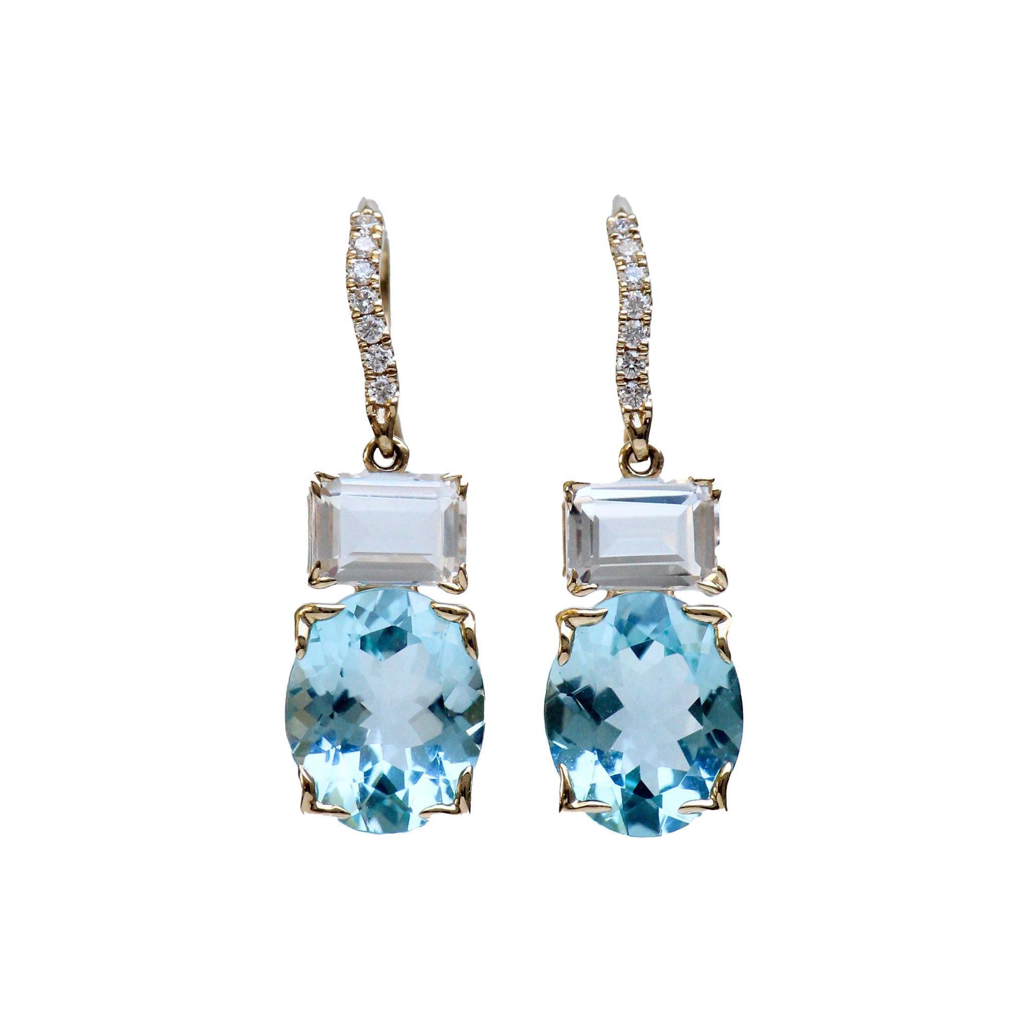 Blue & White Topaz 14K Gold River Earrings