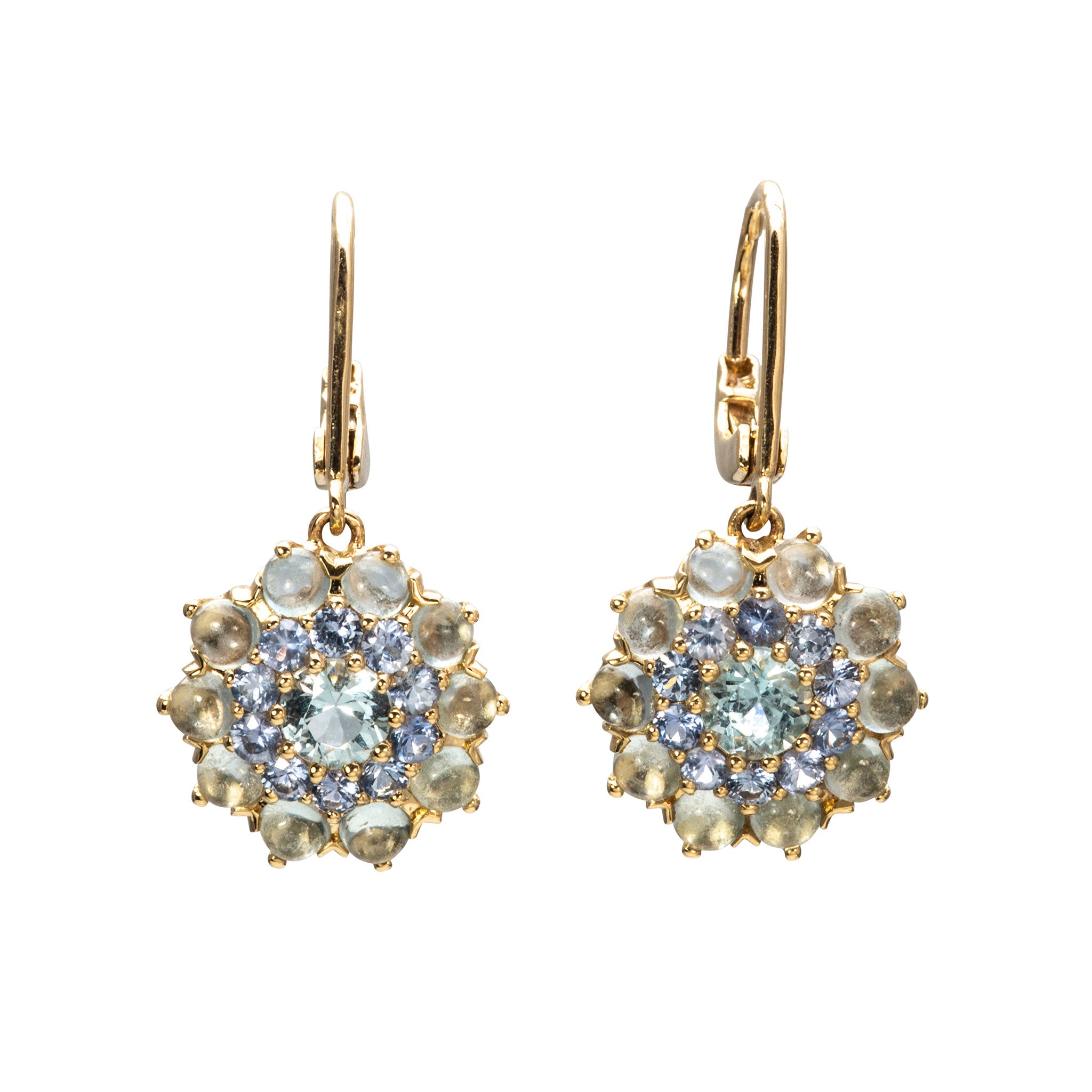 Aquamarine & Sapphire 14K Yellow Gold Drop Earrings