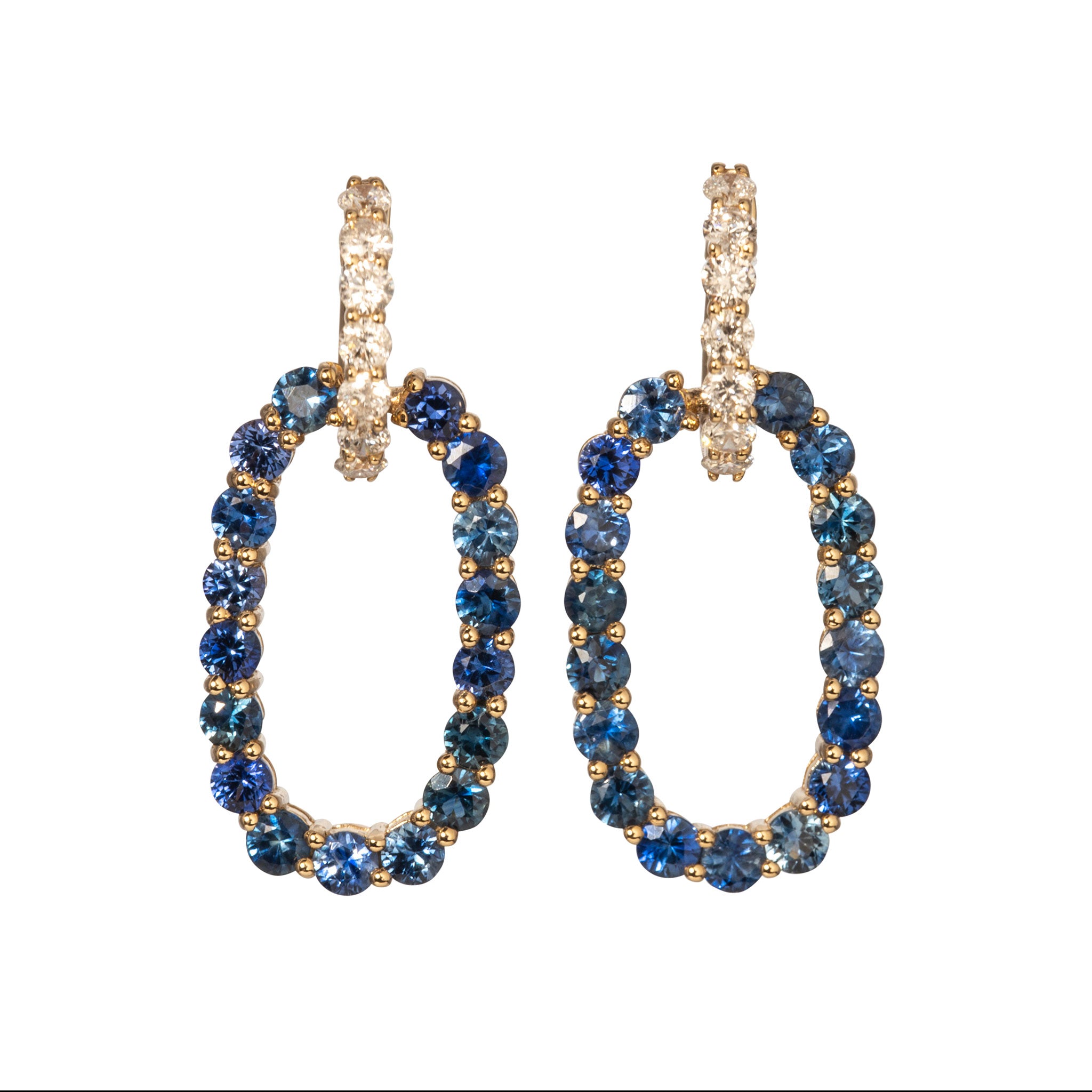 Blue Sapphire & Diamond 14K Yellow Gold Drop Earrings