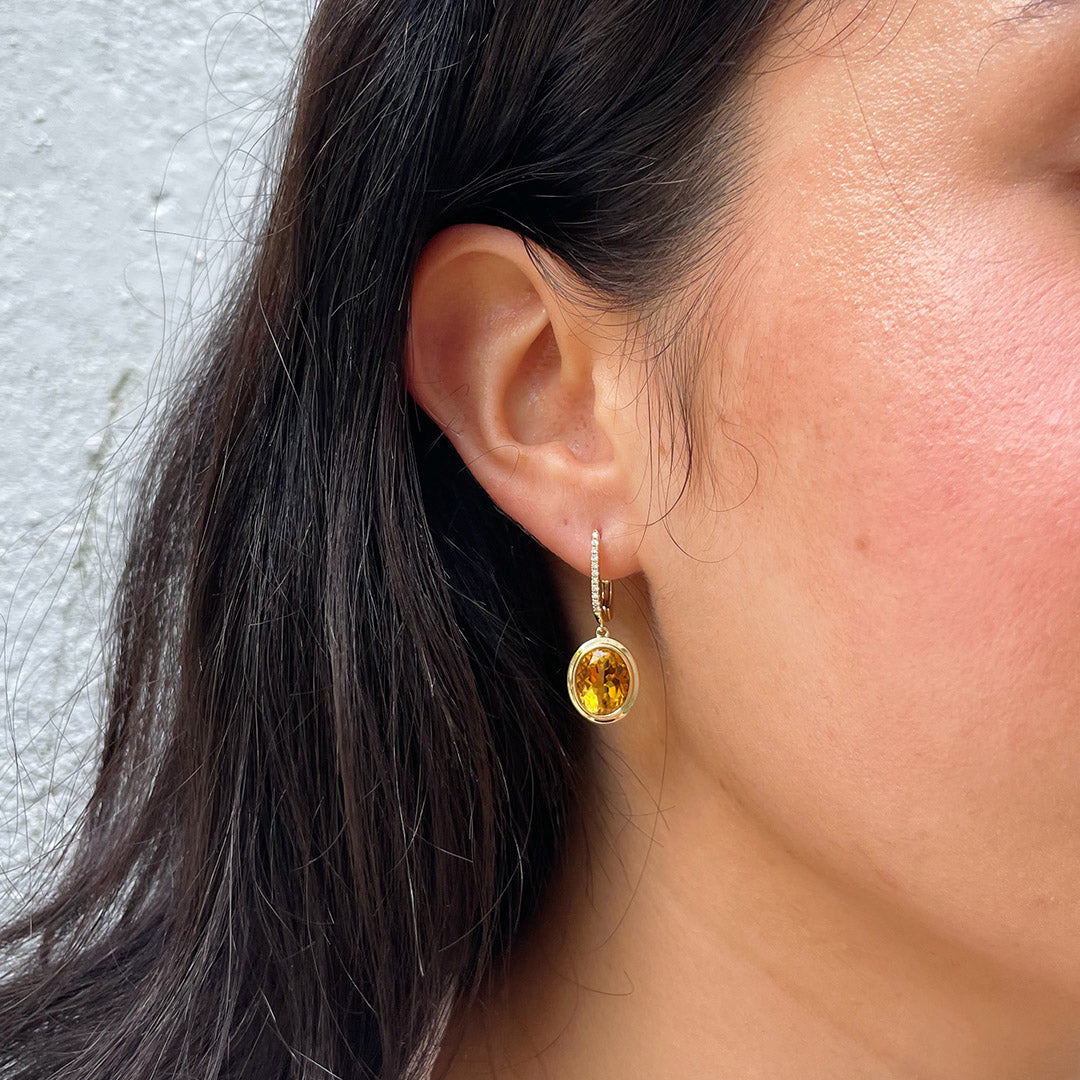 Citrine drop store earrings yellow gold