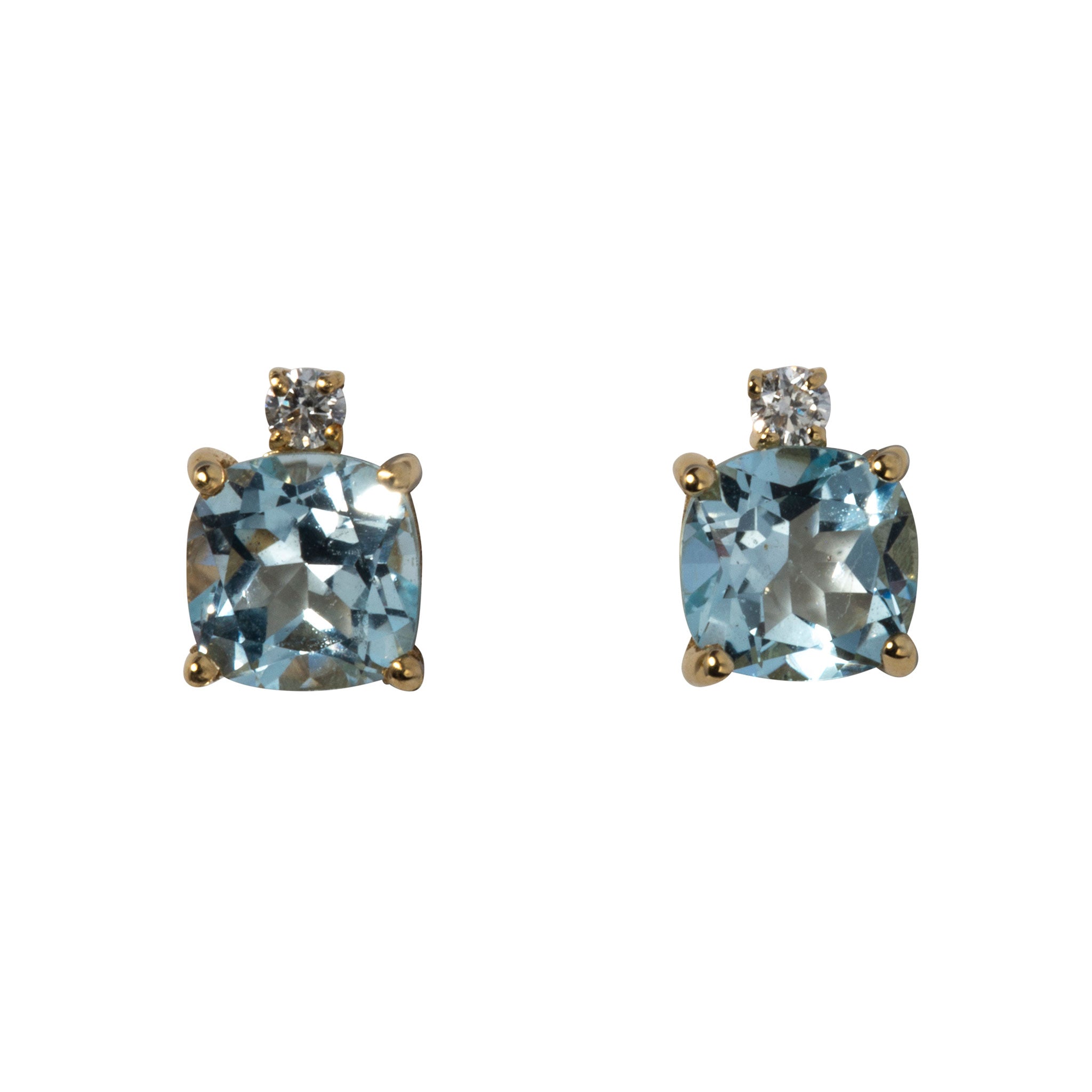 Blue Topaz & Diamond 18K Gold Stud Earrings