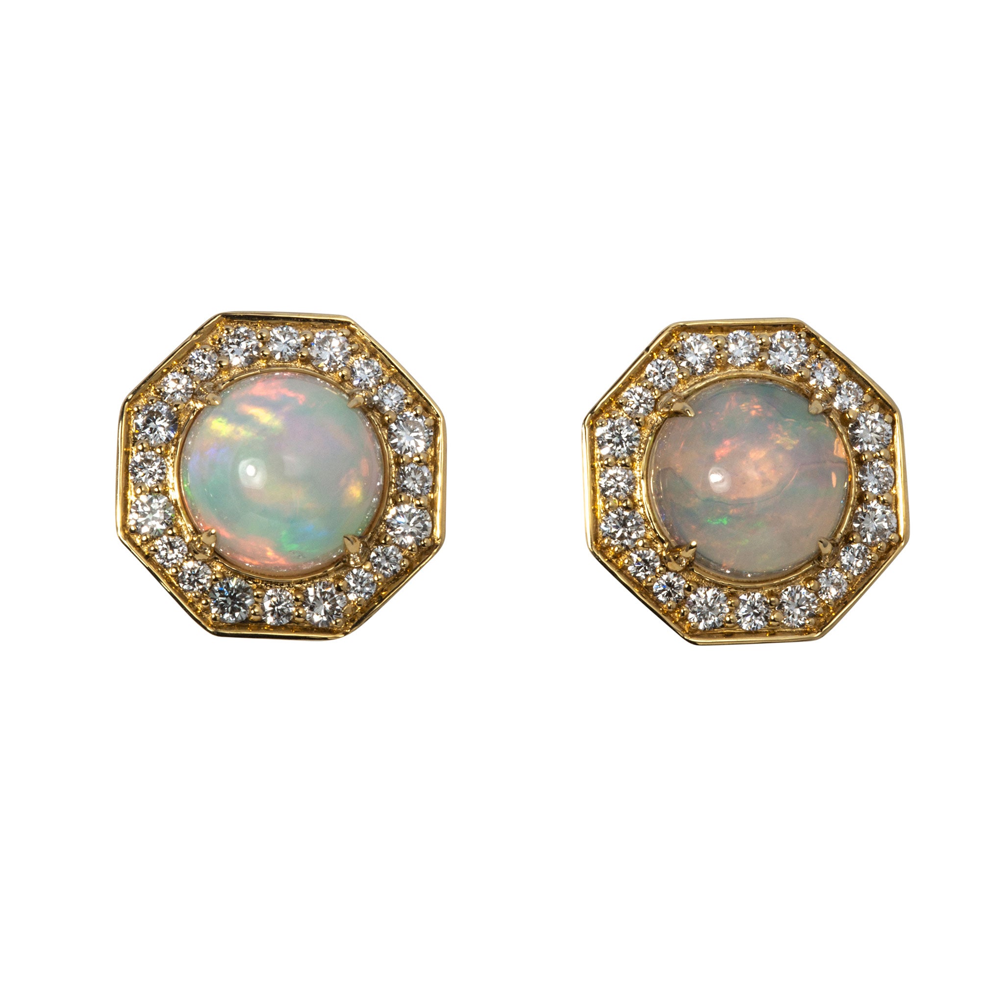 Goshwara Opal & Diamond 18K Yellow Gold Stud Earrings