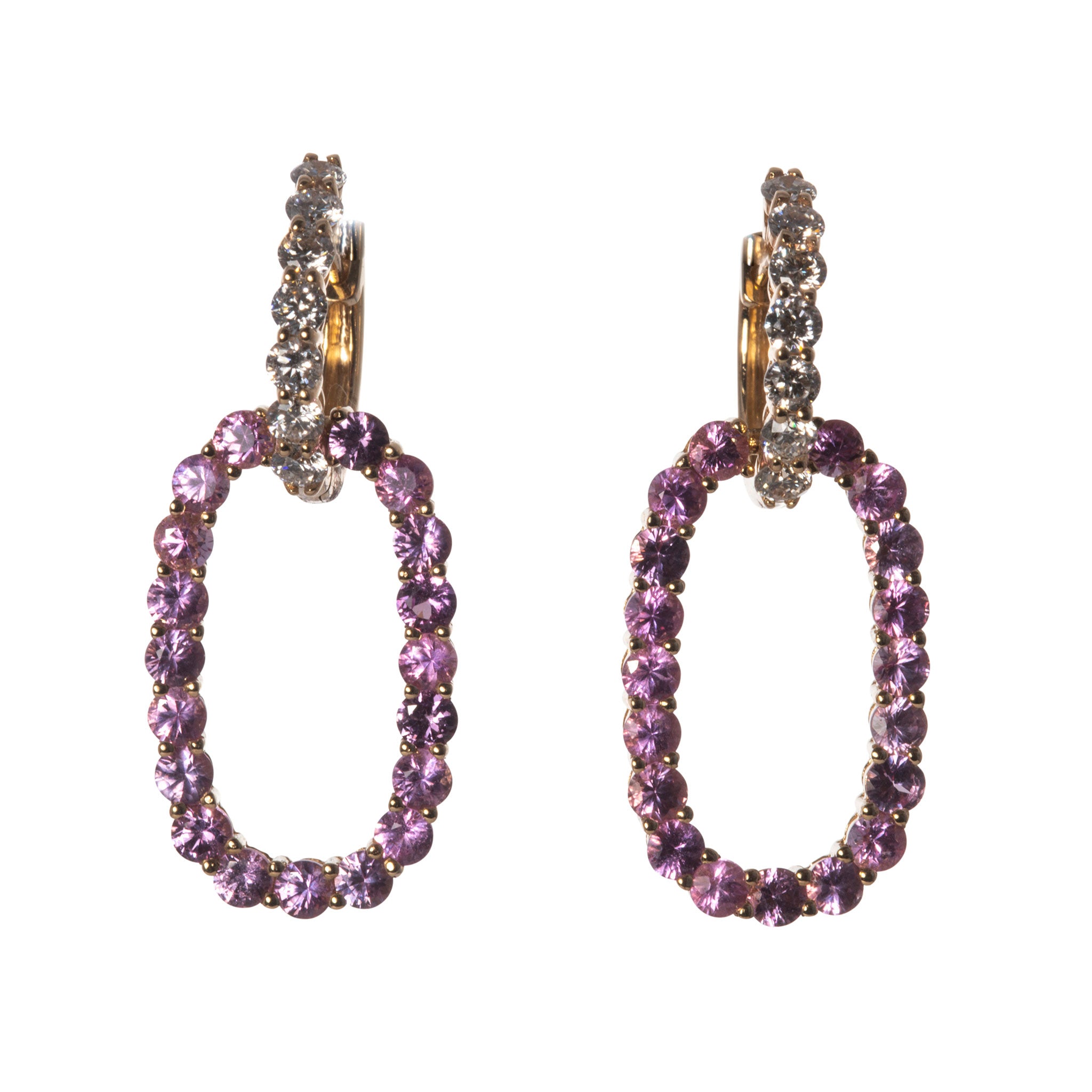 Pink Sapphire & Diamond 14K Yellow Gold Drop Earrings