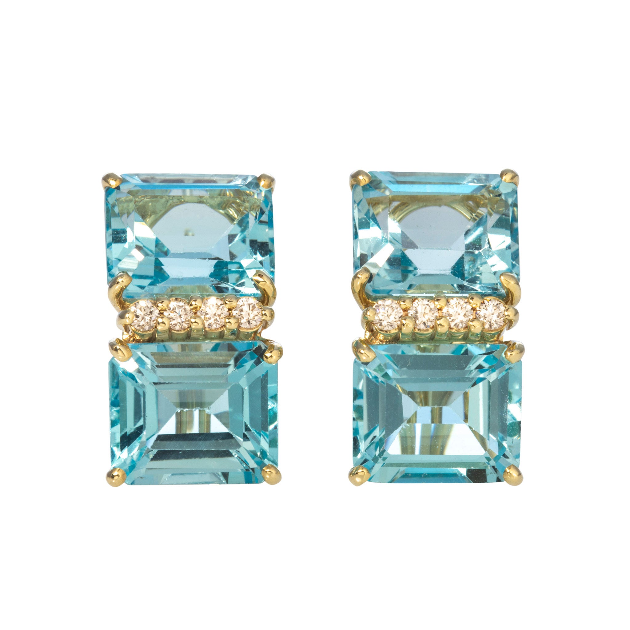 Mazza Blue Topaz & Diamond 14K Yellow Gold Earrings