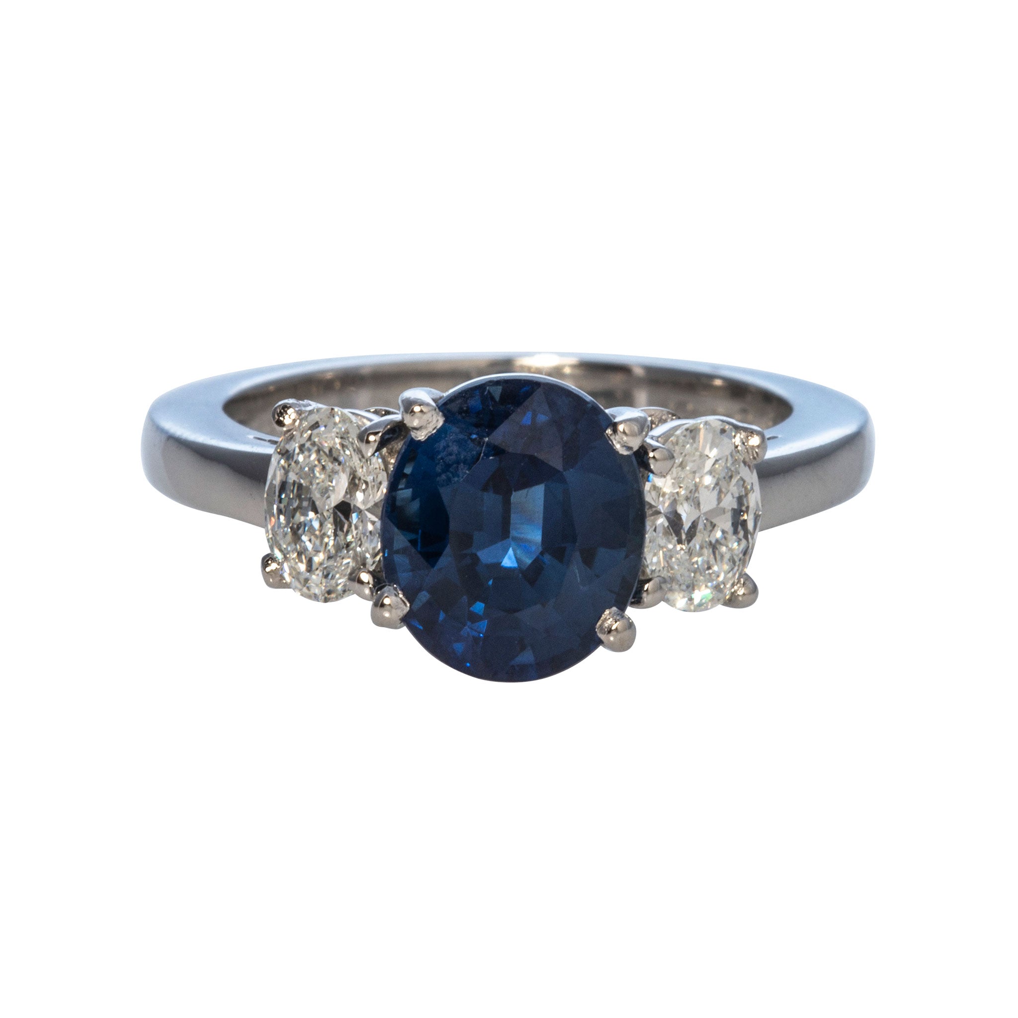 Estate 2.39ct Oval Sapphire & Diamond Platinum Ring