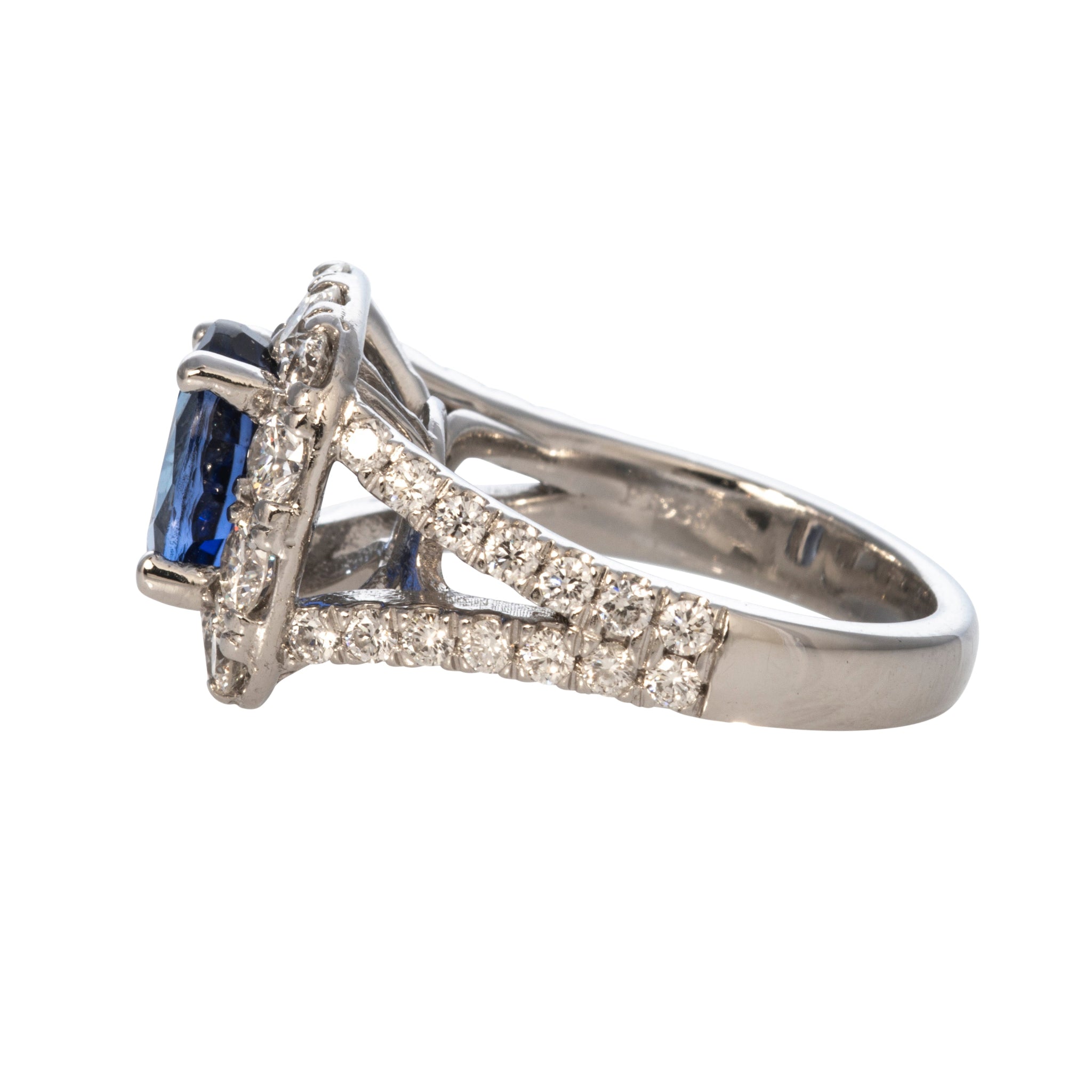 Art Deco 2.50 Round Sapphire & Diamond Platinum Ring