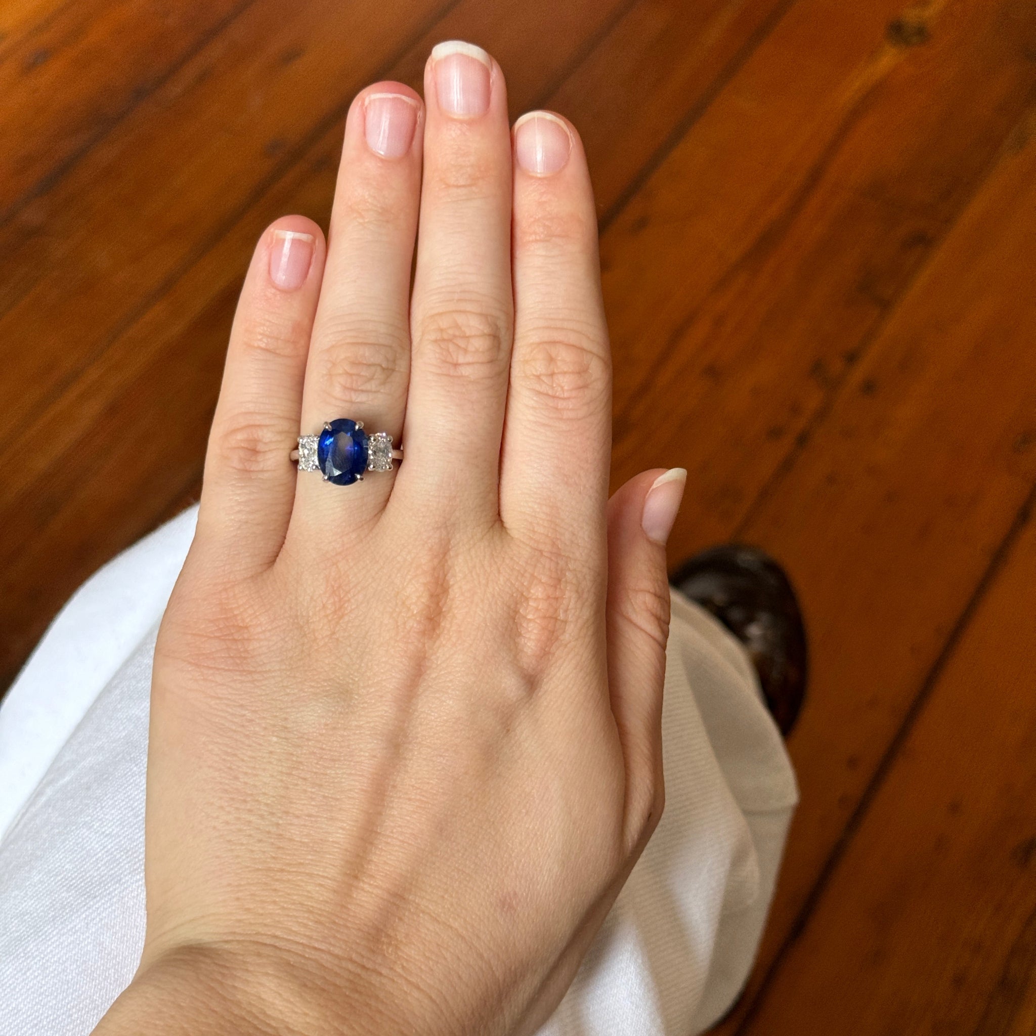 Estate 4ct Oval Sapphire & Diamond Platinum Ring