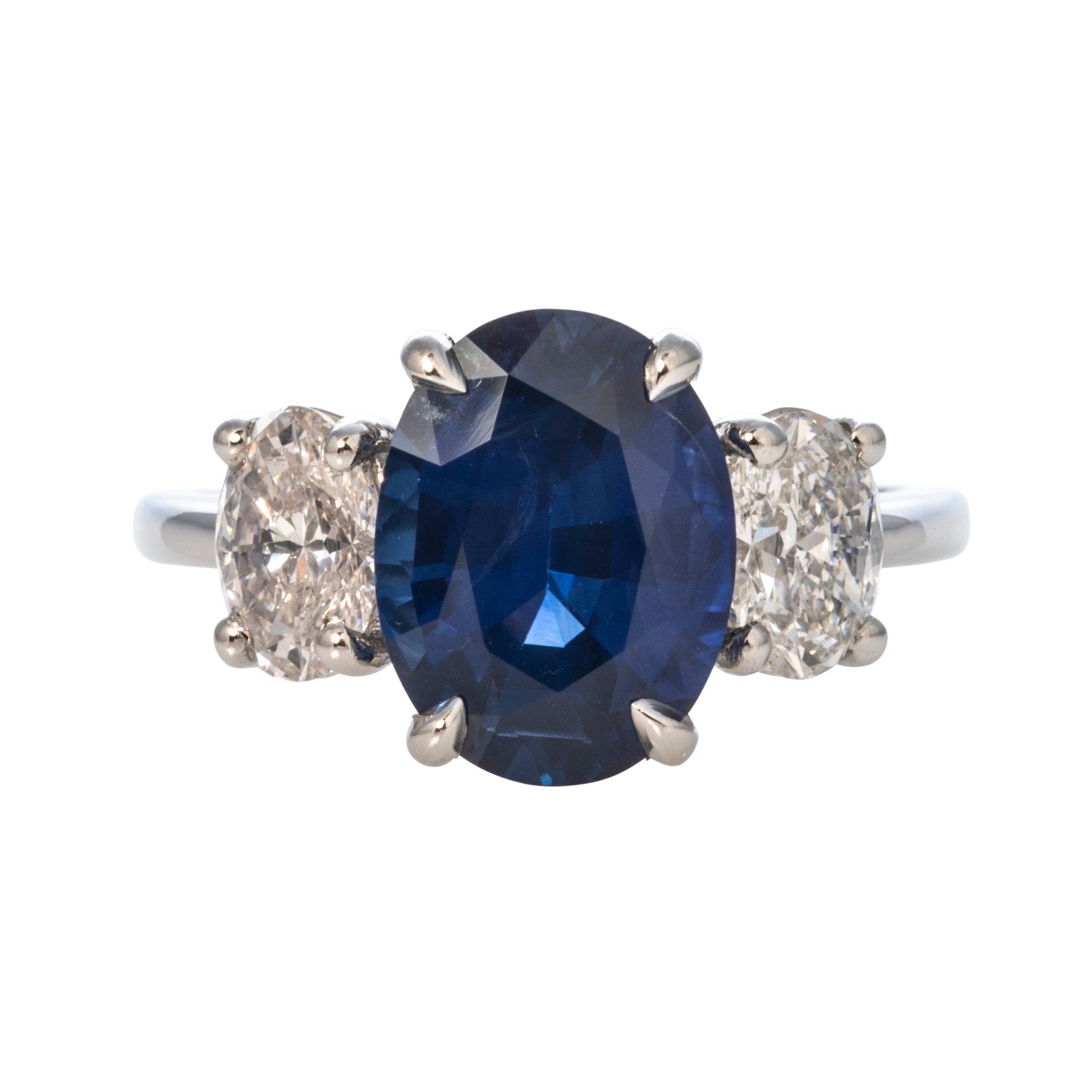 Estate 4ct Oval Sapphire & Diamond Platinum Ring