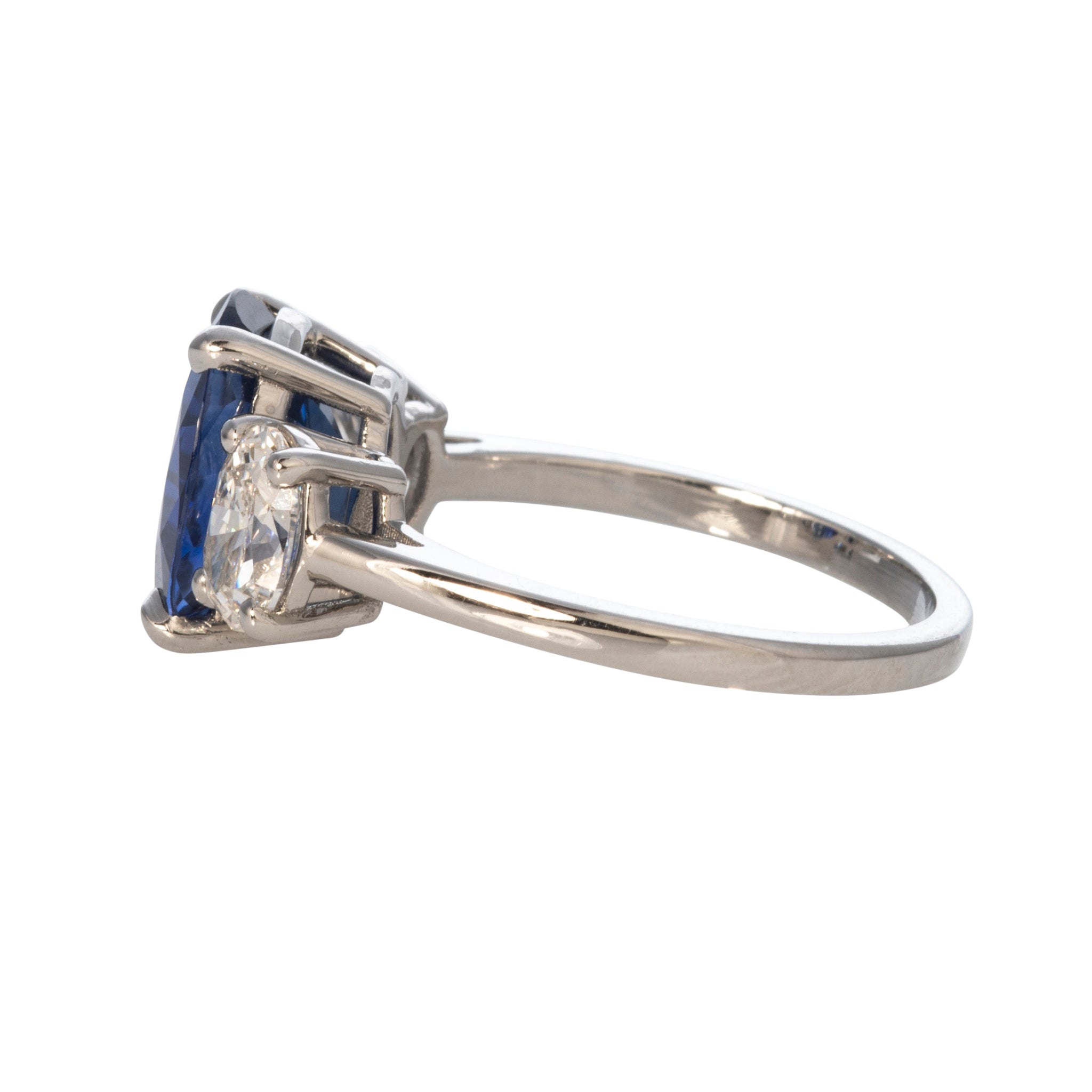 Estate 4ct Oval Sapphire & Diamond Platinum Ring