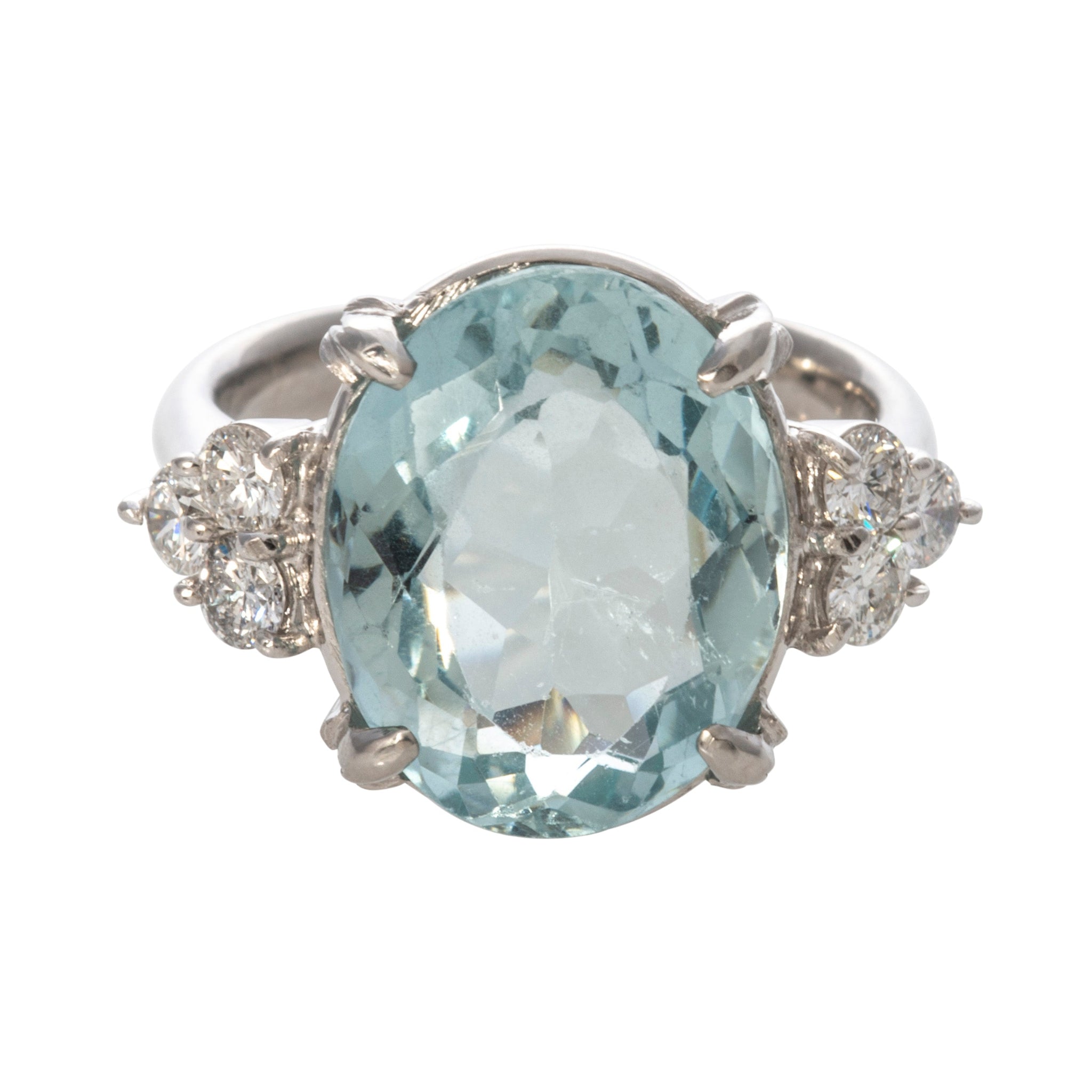 Vintage 6.23ct Aquamarine & .48ct Diamond Platinum Ring