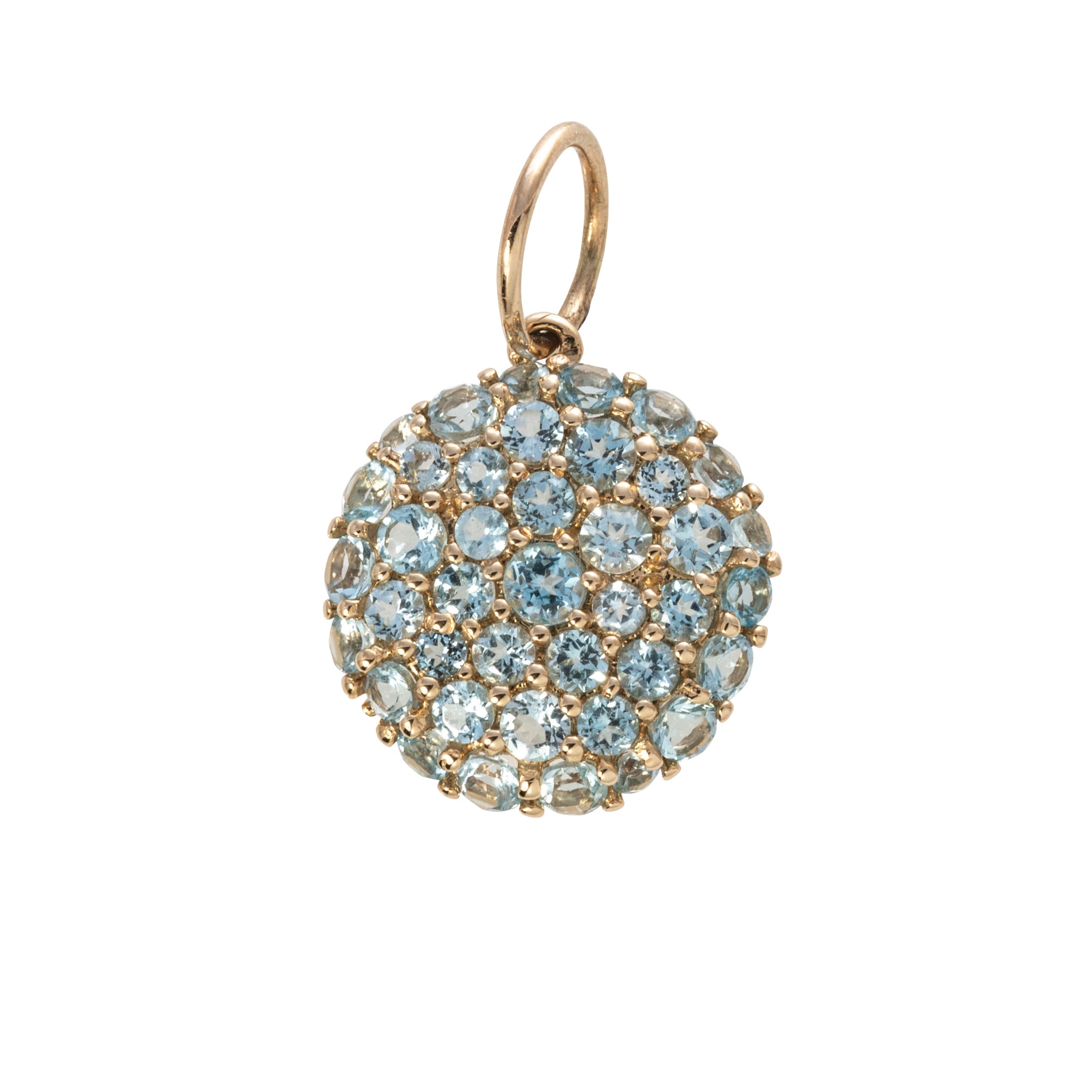 Blue Topaz Pavé 14K Yellow Gold Pendant