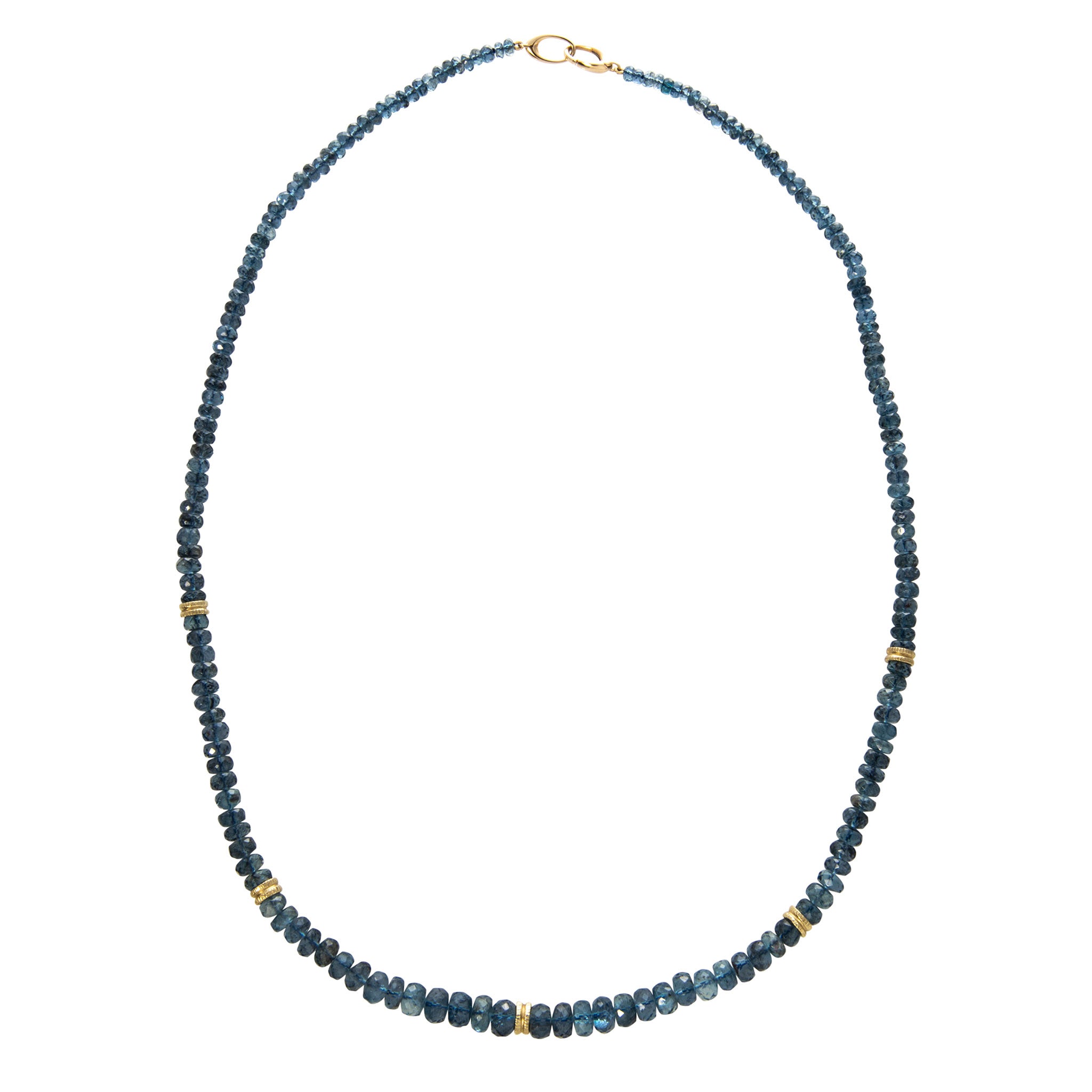 Aquamarine Graduated Beaded 18K Gold Necklace