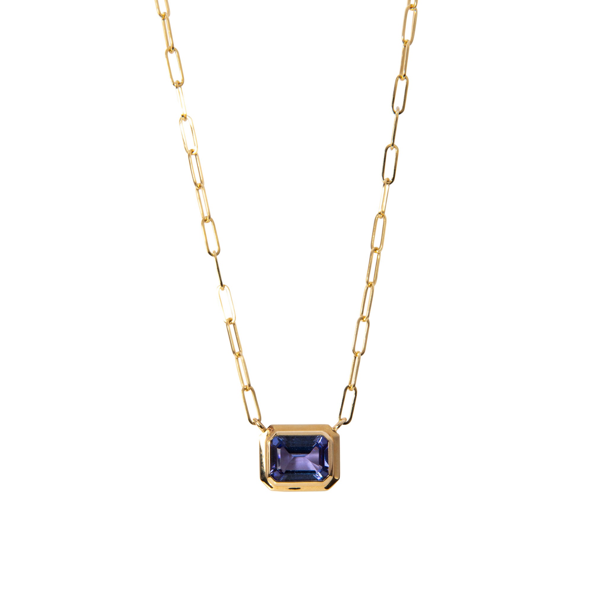 Goshwara Emerald-Cut Tanzanite 18K Gold Pendant Necklace