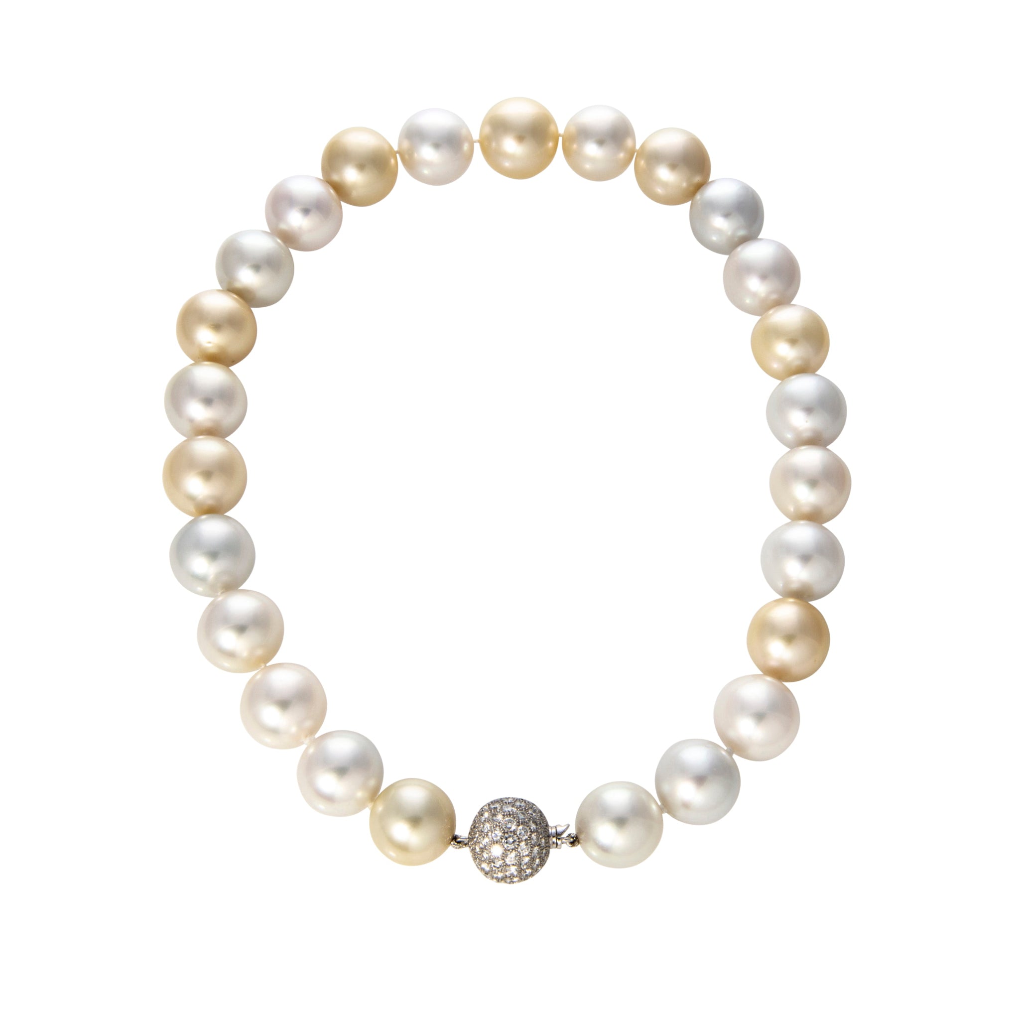 Estate Multicolor South Sea Pearl Diamond Clasp Necklace