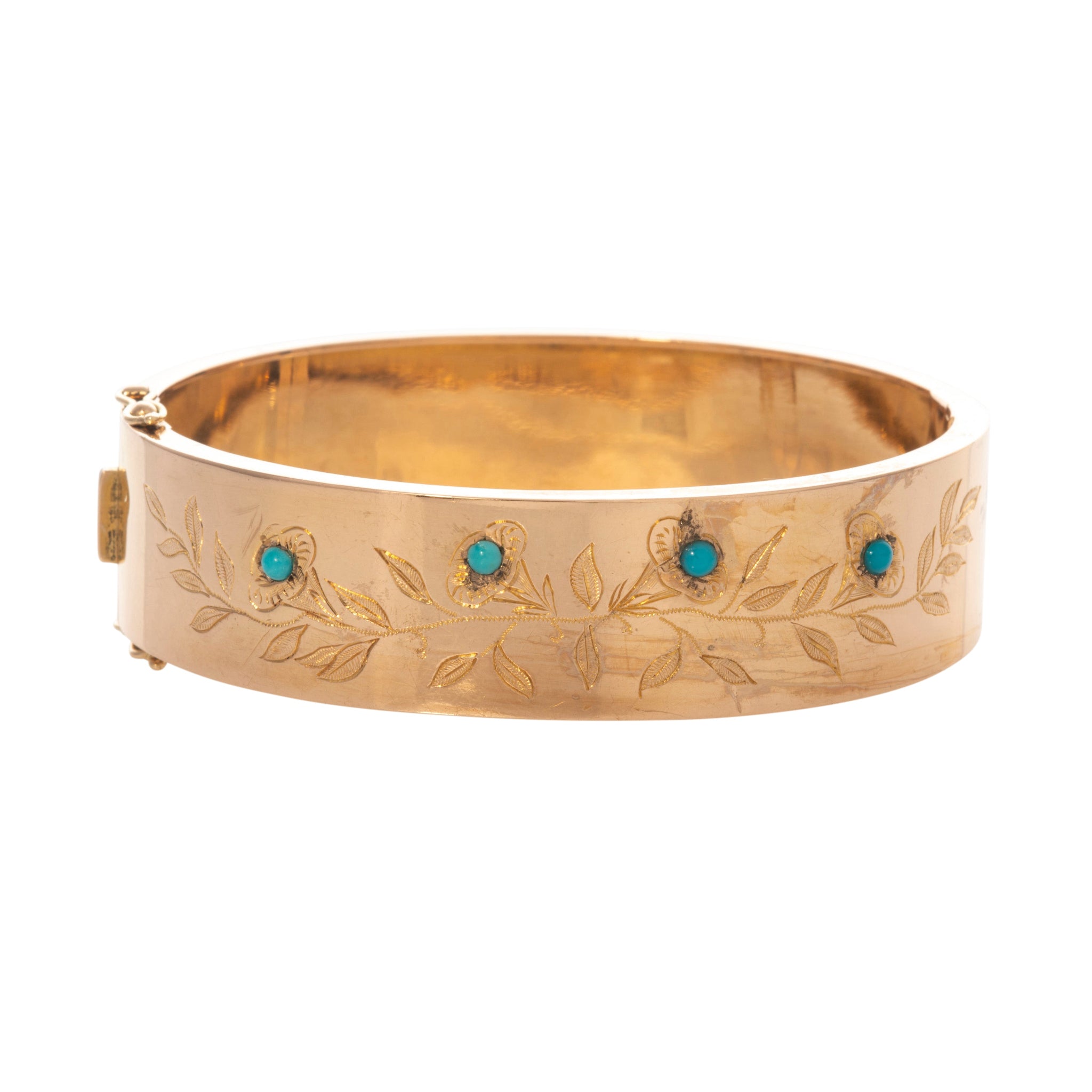 Victorian Turquoise 18K Gold Bangle