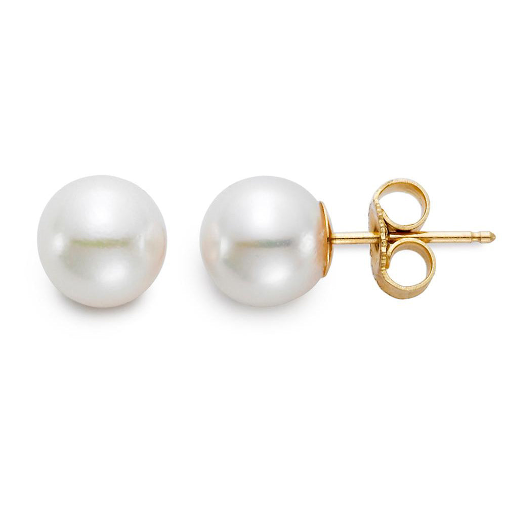 8.5-9mm “A” Freshwater Pearl 14K Yellow Gold Stud Earrings