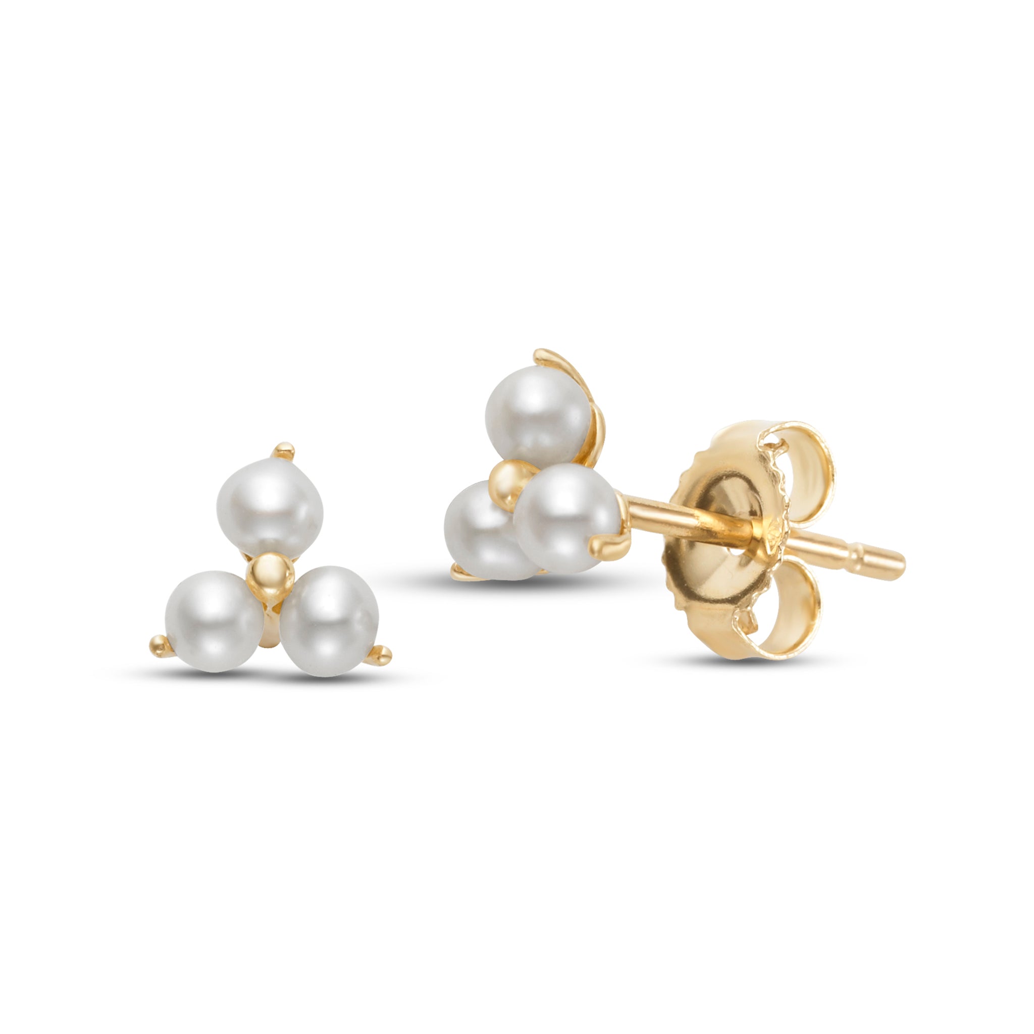 Freshwater Pearl Trio 14K Yellow Gold Stud Earrings