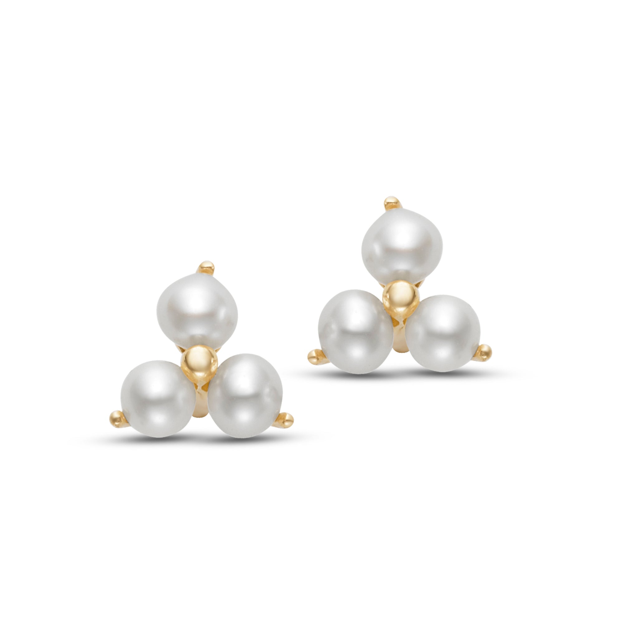 Freshwater Pearl Trio 14K Yellow Gold Stud Earrings