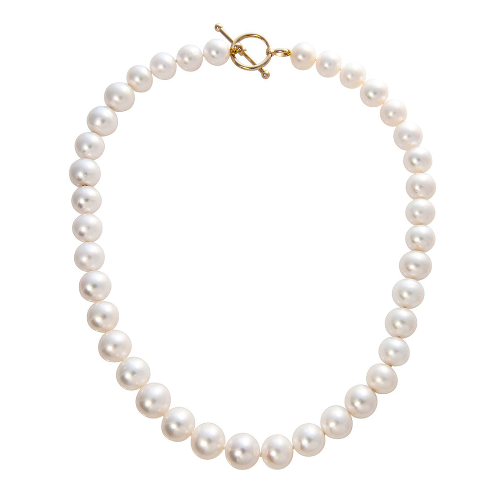 AULIKKI Half Freshwater Pearl Dangle Necklace, Gold Rope Chain