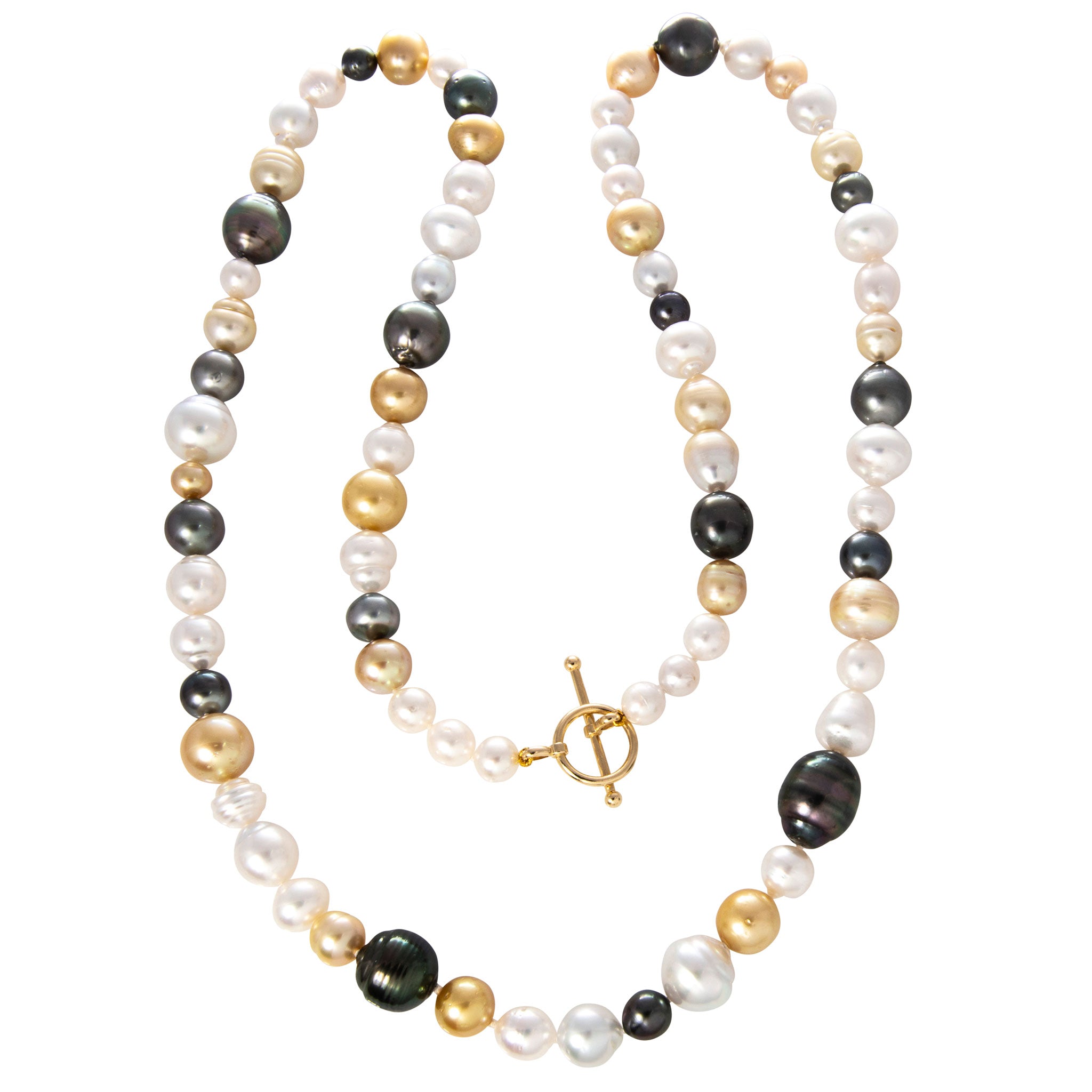 South Sea & Tahitian Pearl 14K Gold Toggle Clasp Necklace