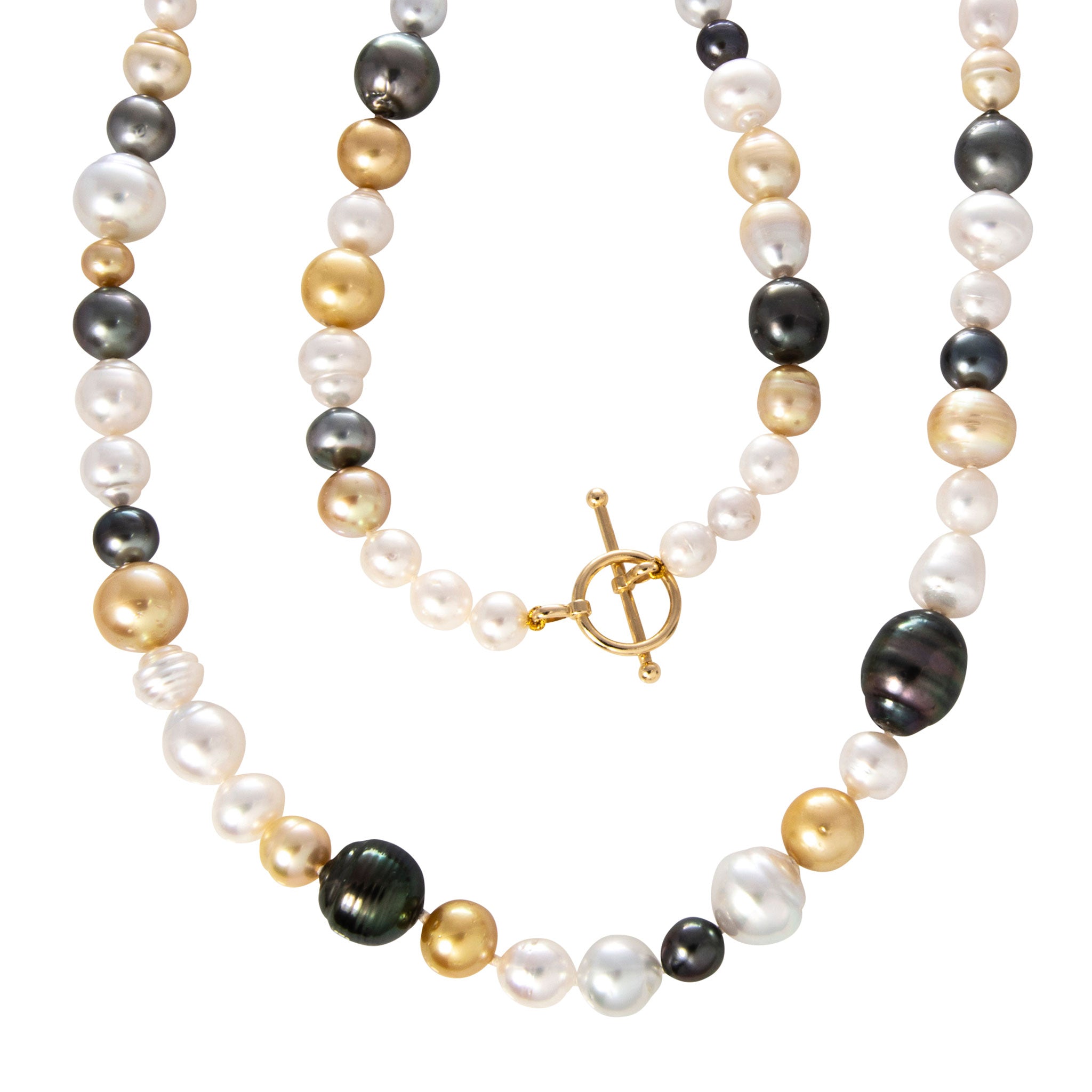 South Sea & Tahitian Pearl 14K Gold Toggle Clasp Necklace