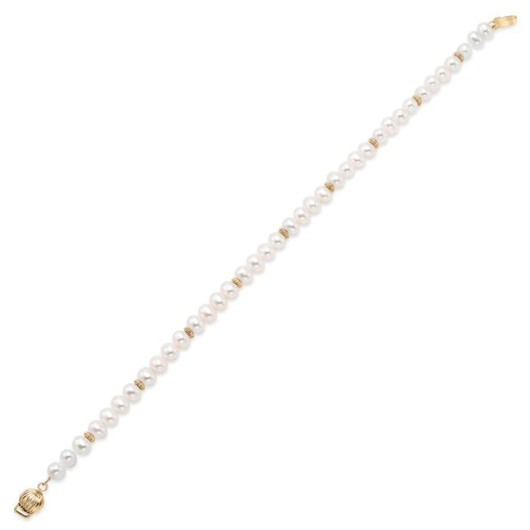 Freshwater Pearl 14K Yellow Gold Rondelle Bracelet