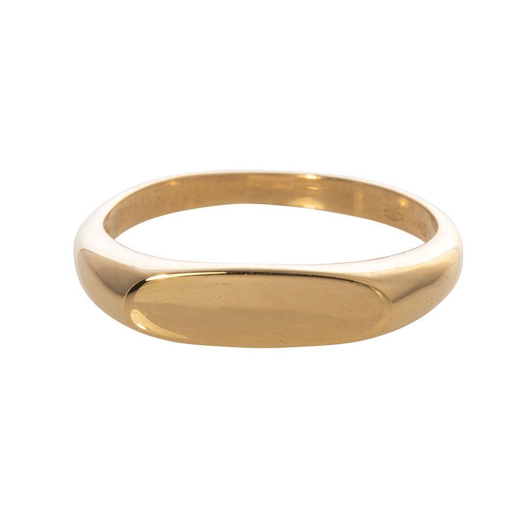 18K Yellow Gold Oval Bar Signet Ring