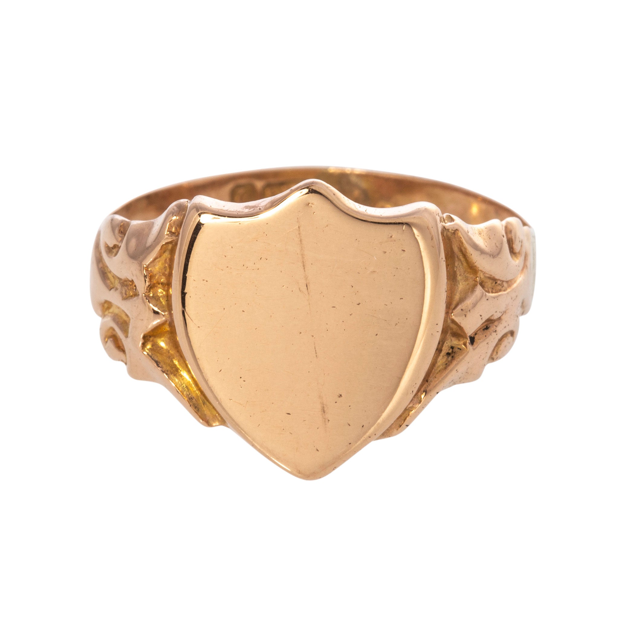 Edwardian 9K Gold Shield Signet Ring