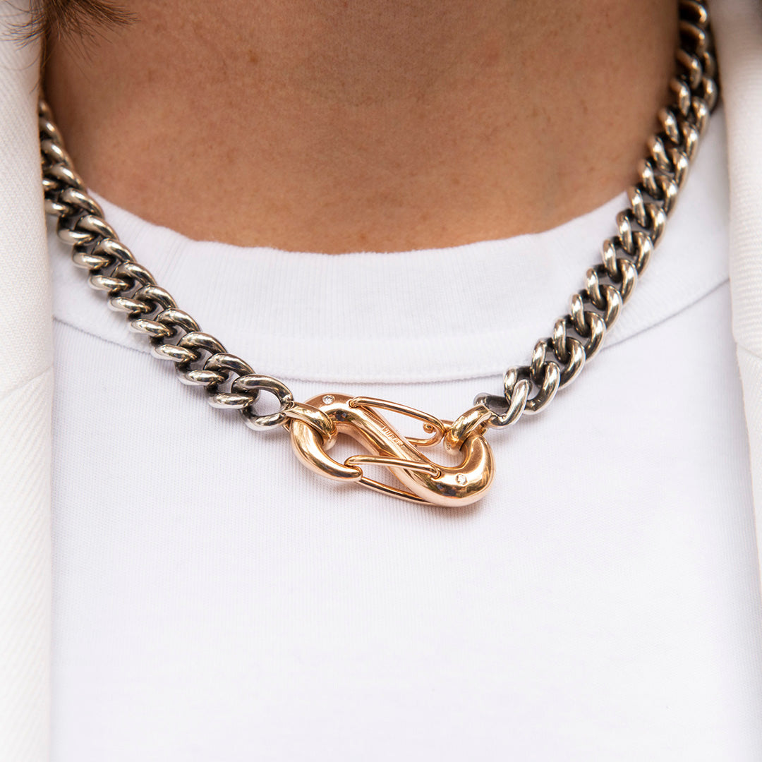 MiniMEGA Small Curb Chain Necklace | Marla Aaron 18 / 14K Rose Gold / Sterling Silver