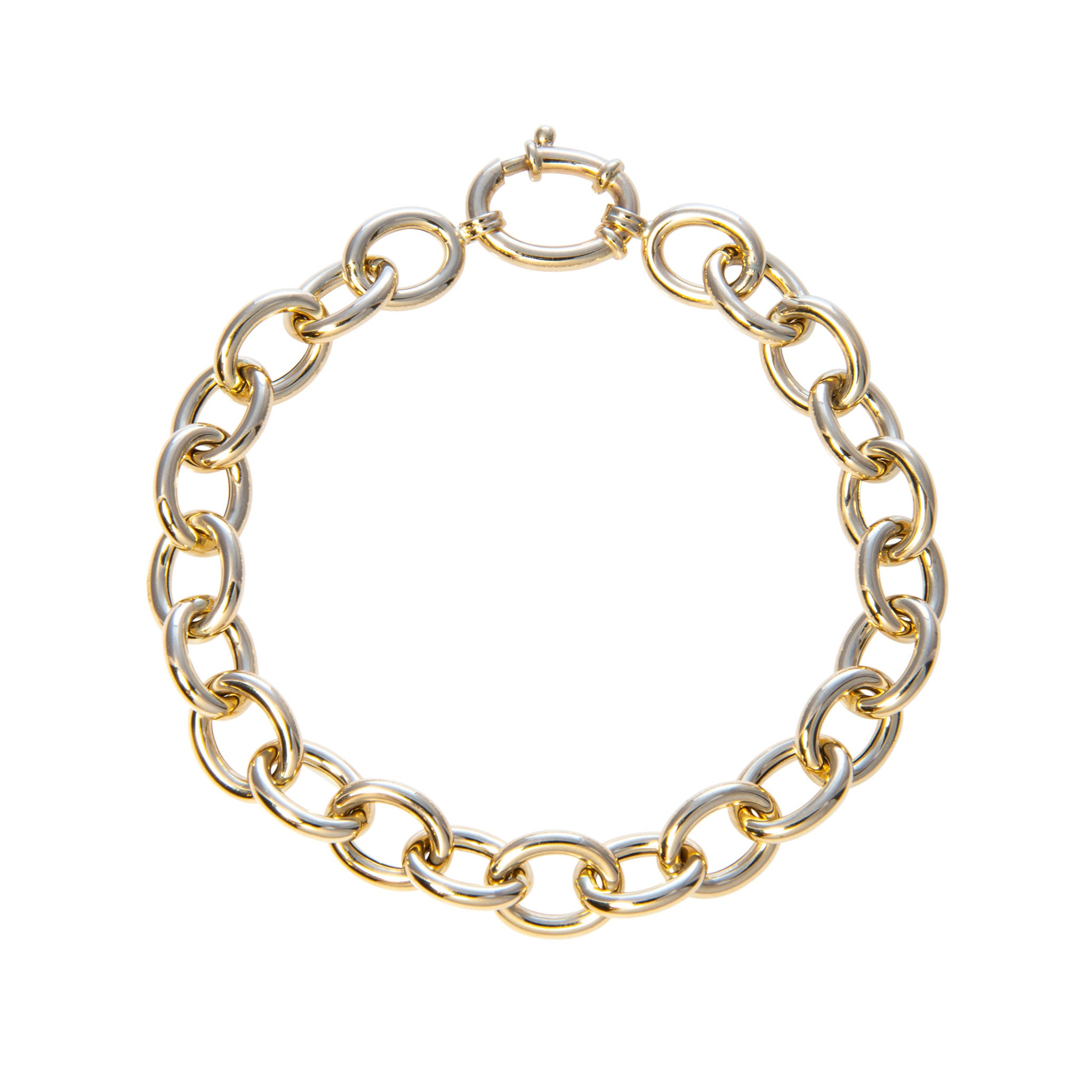 14K Yellow Gold Italian Small Oval Link Bracelet