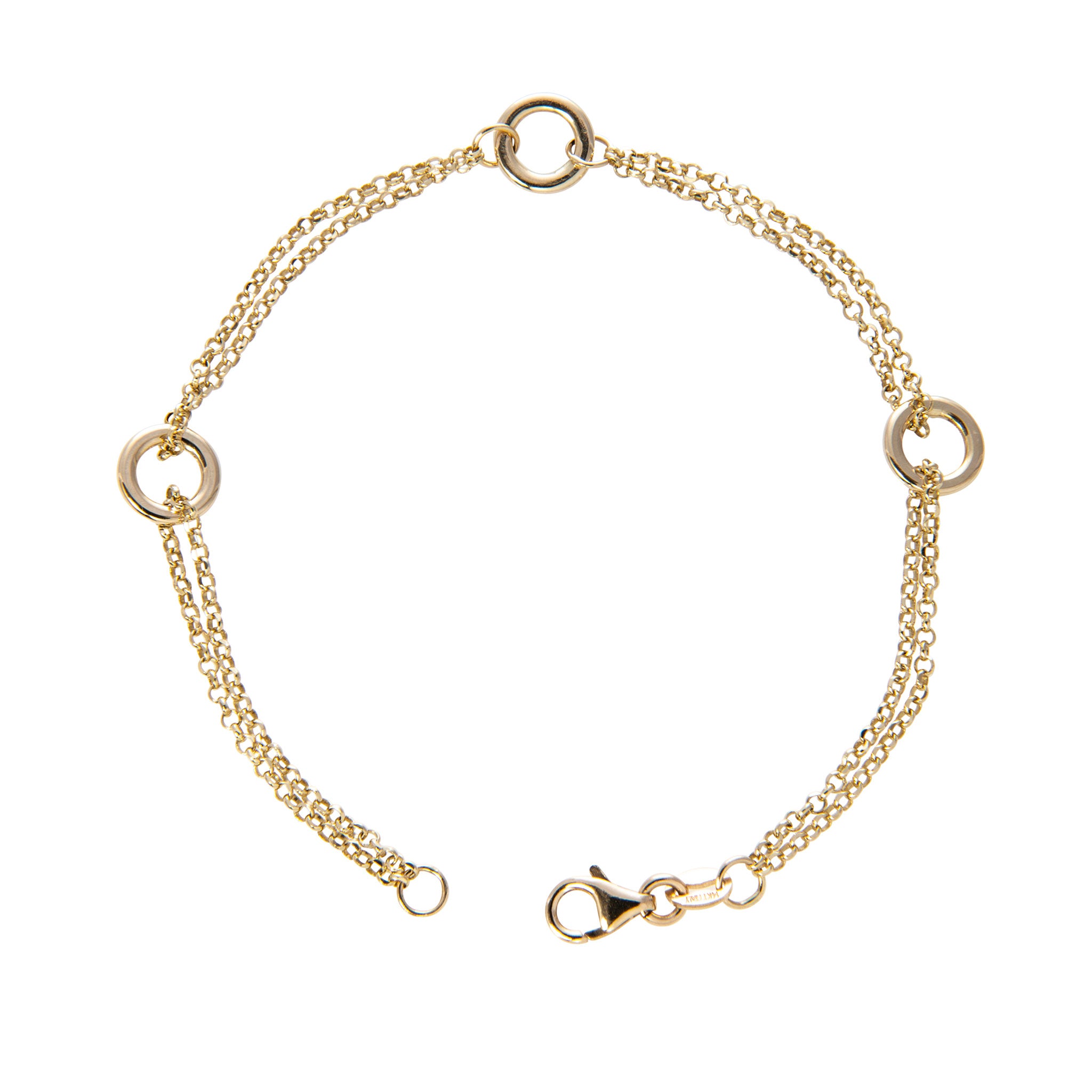 14K Yellow Gold Italian 3-Ring Chain Bracelet