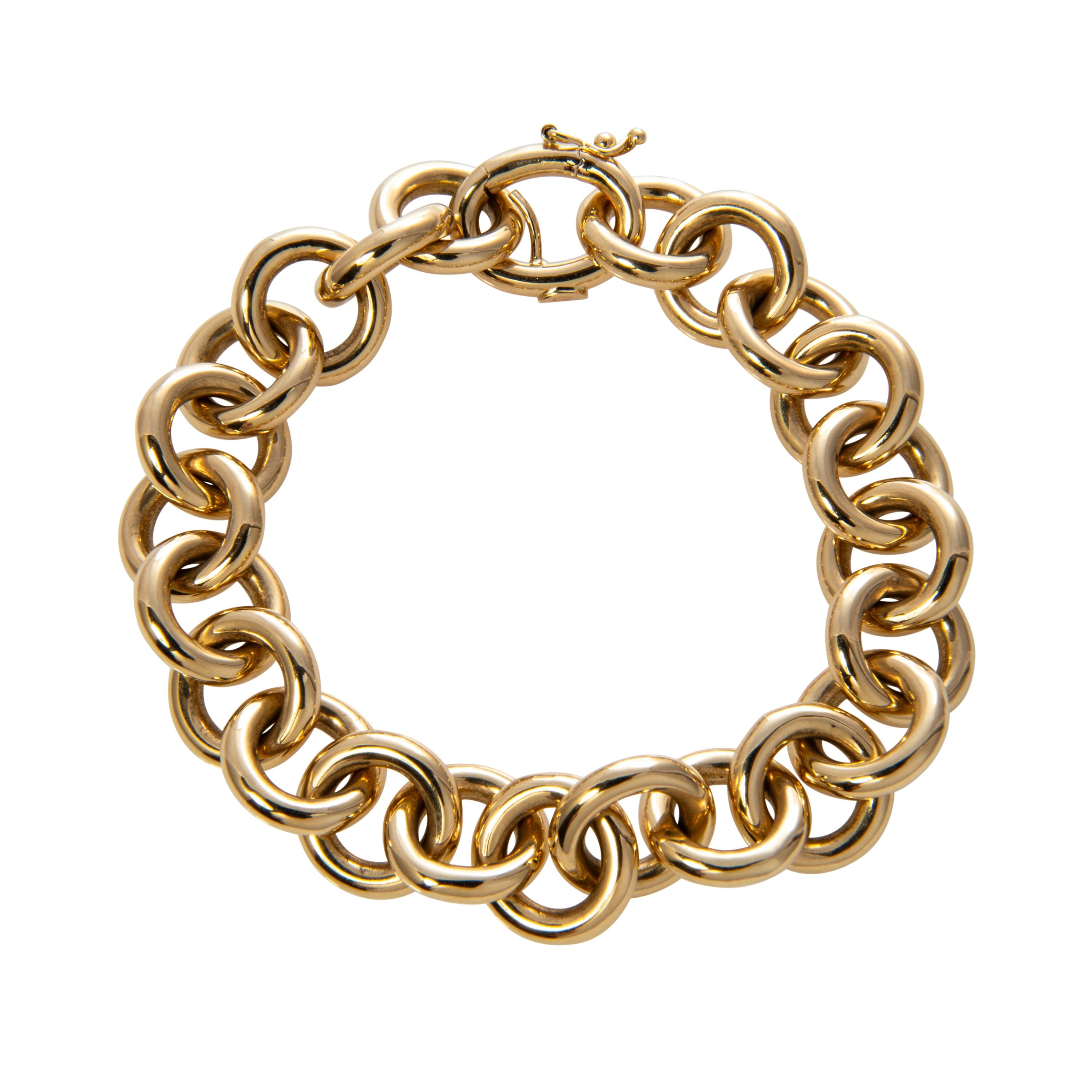 18K Yellow Gold Polished Round Link Bracelet