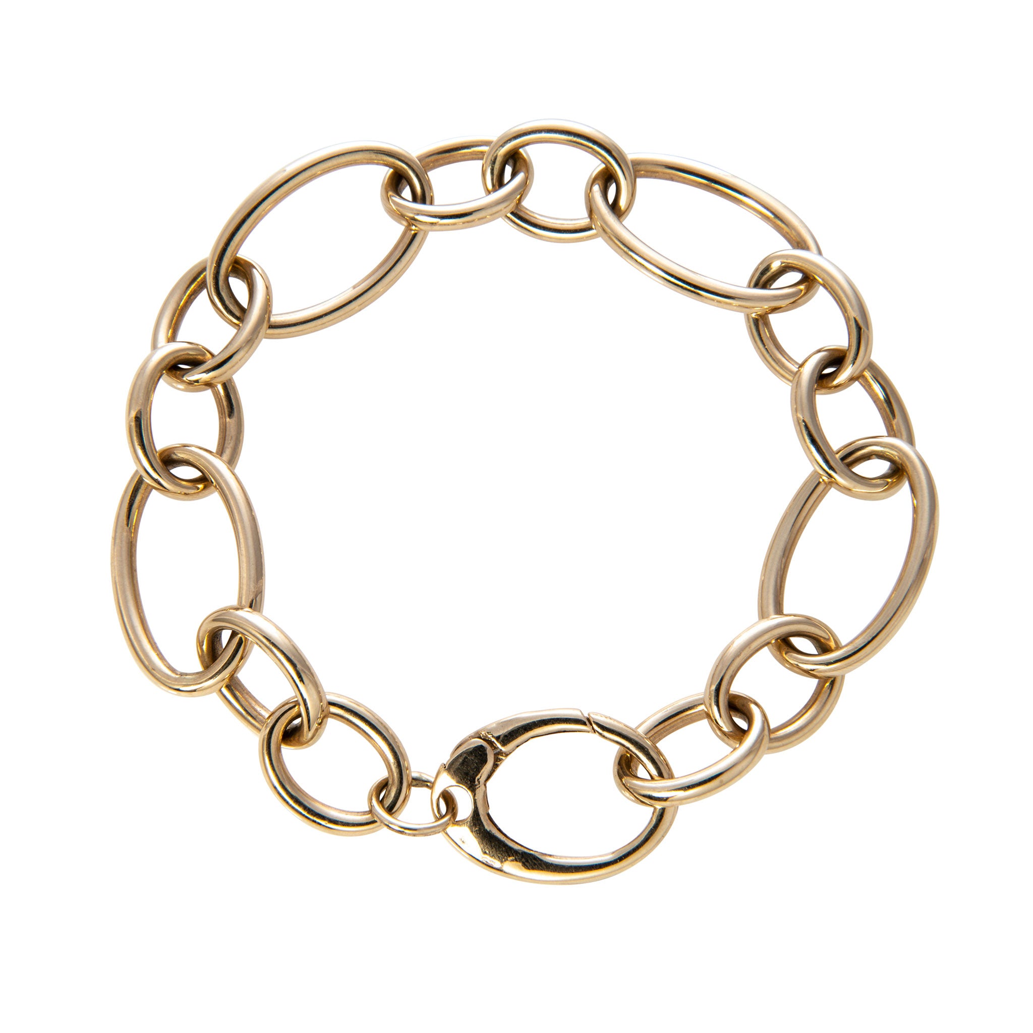 14K Yellow Gold Italian Alternating Oval Link Bracelet