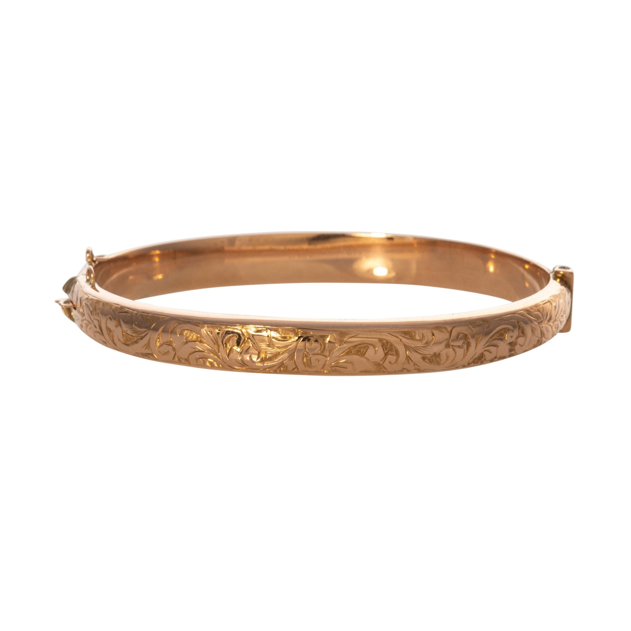 Edwardian Engraved 9K Gold Bangle