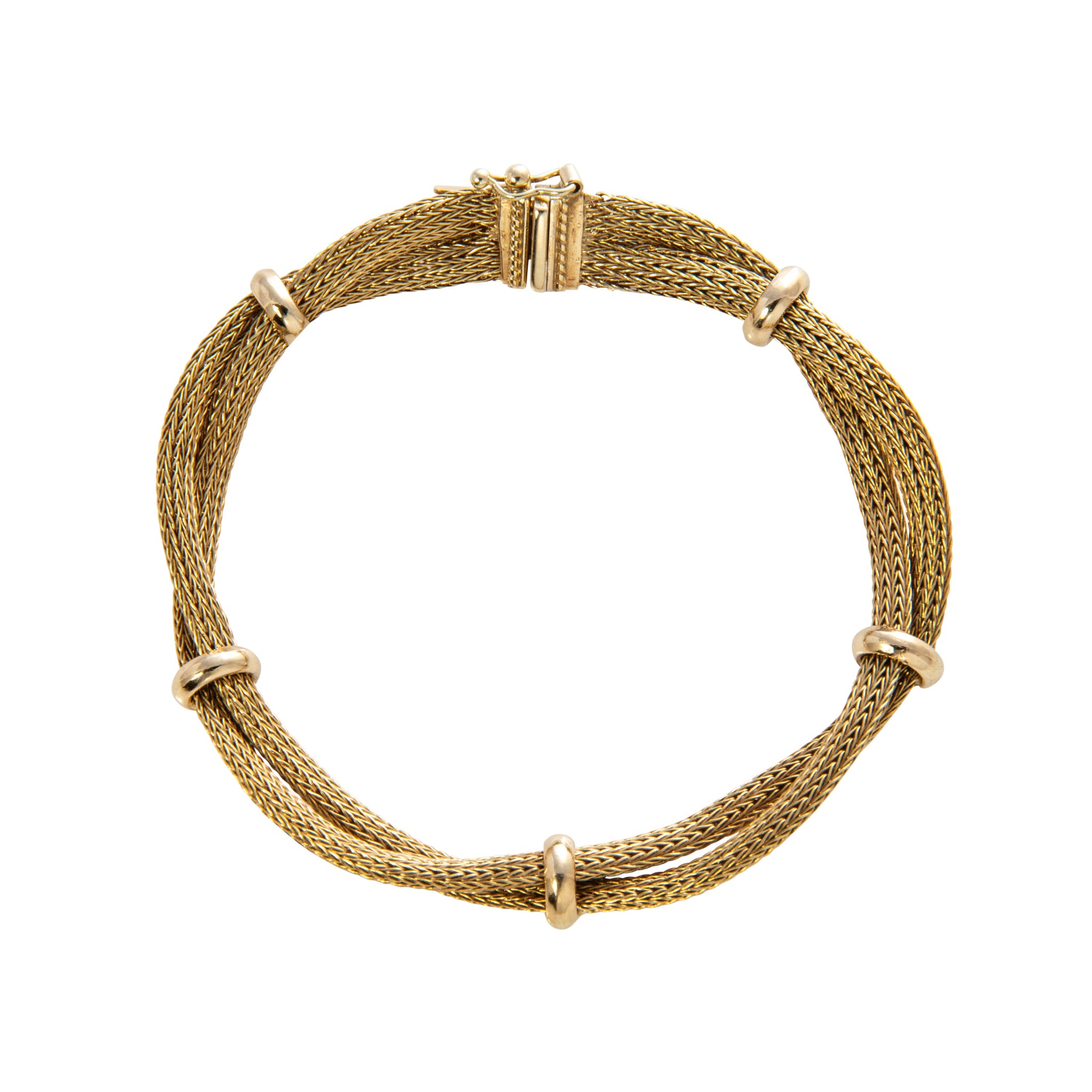 Vintage 14K Gold Double Woven Mesh Bracelet