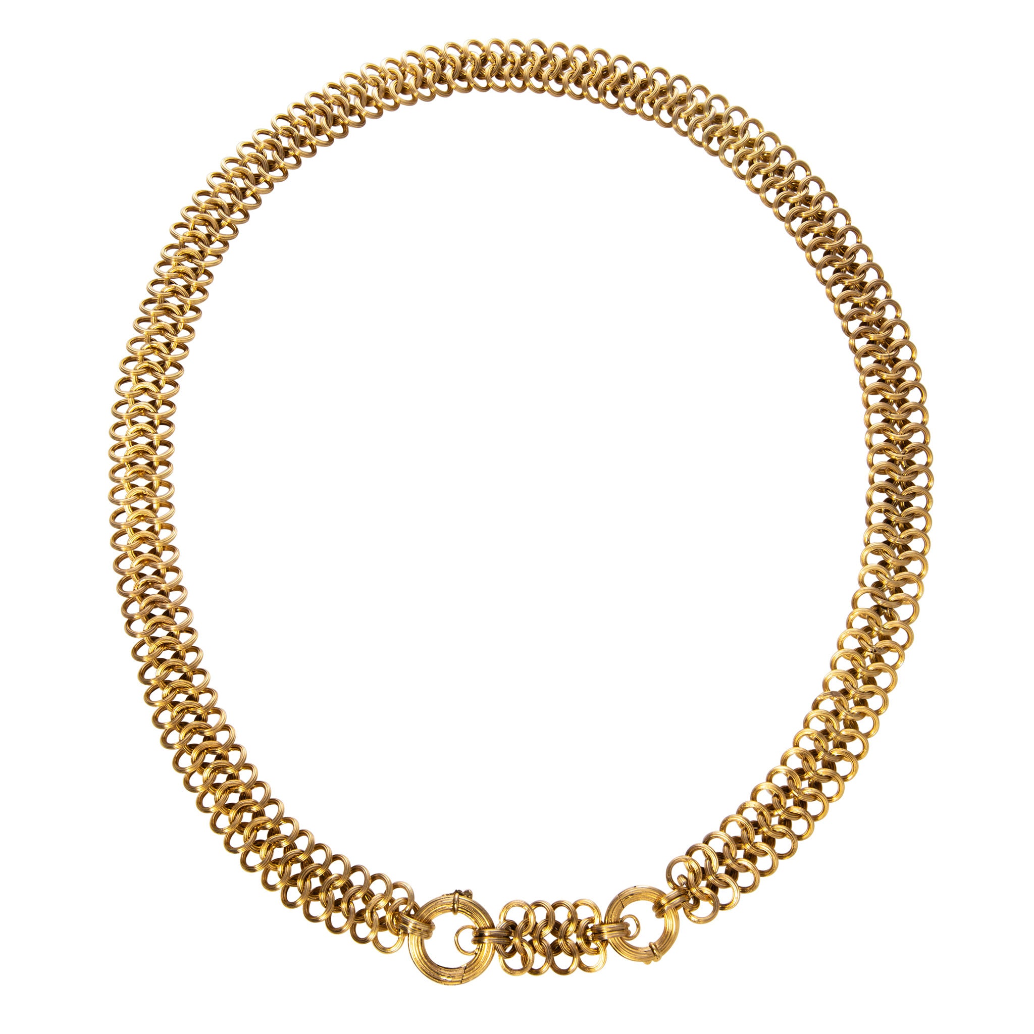 Victorian 14K Gold Triple Circle Link Chain Necklace