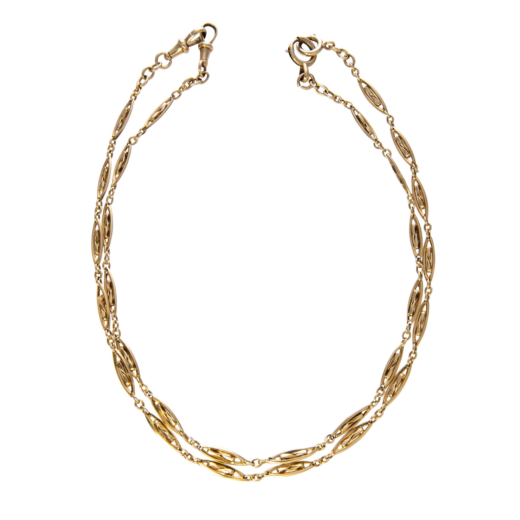 Victorian 18K Gold Lozenge Link Double Chain Necklace