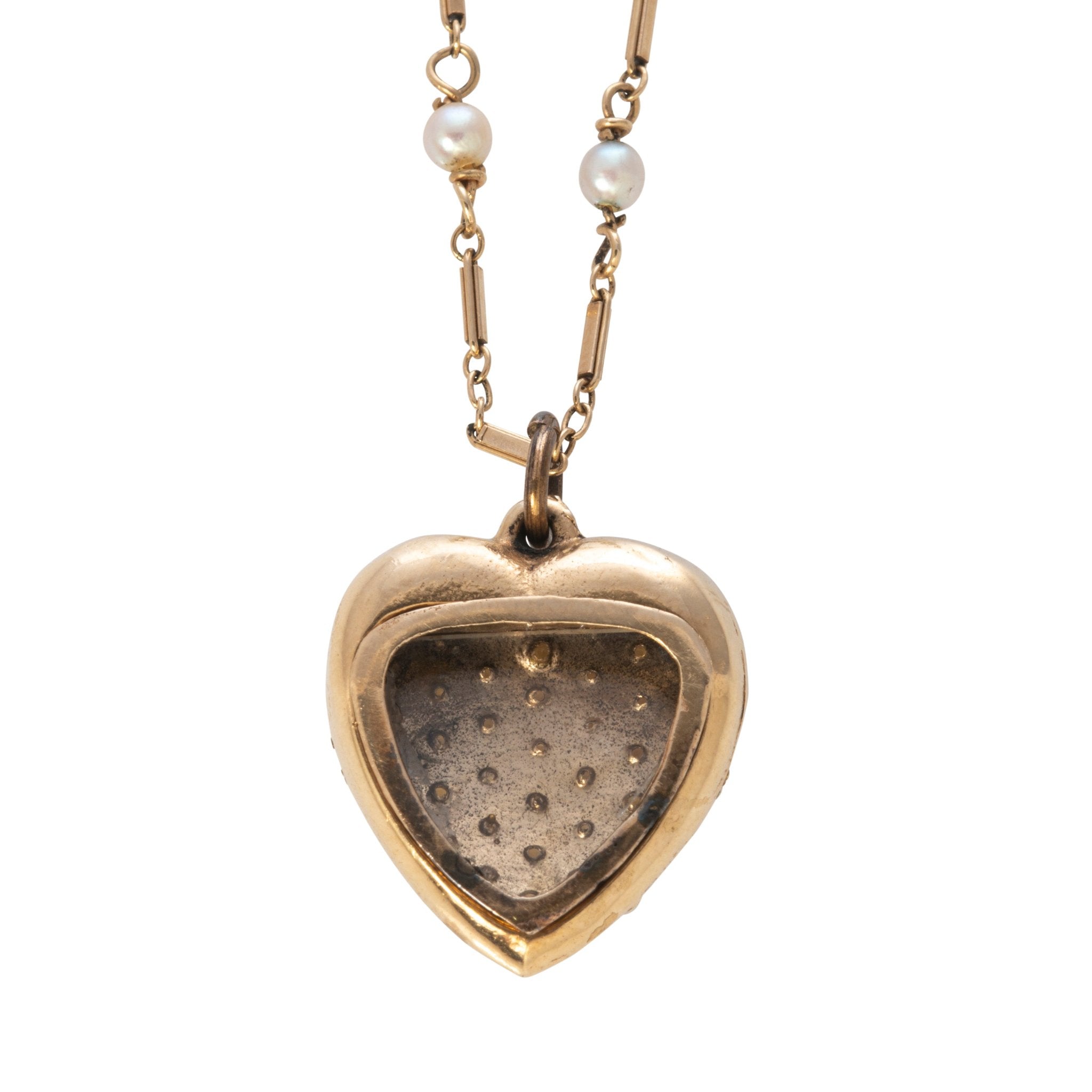 Pearl Pavé 14K Gold Heart Pendant