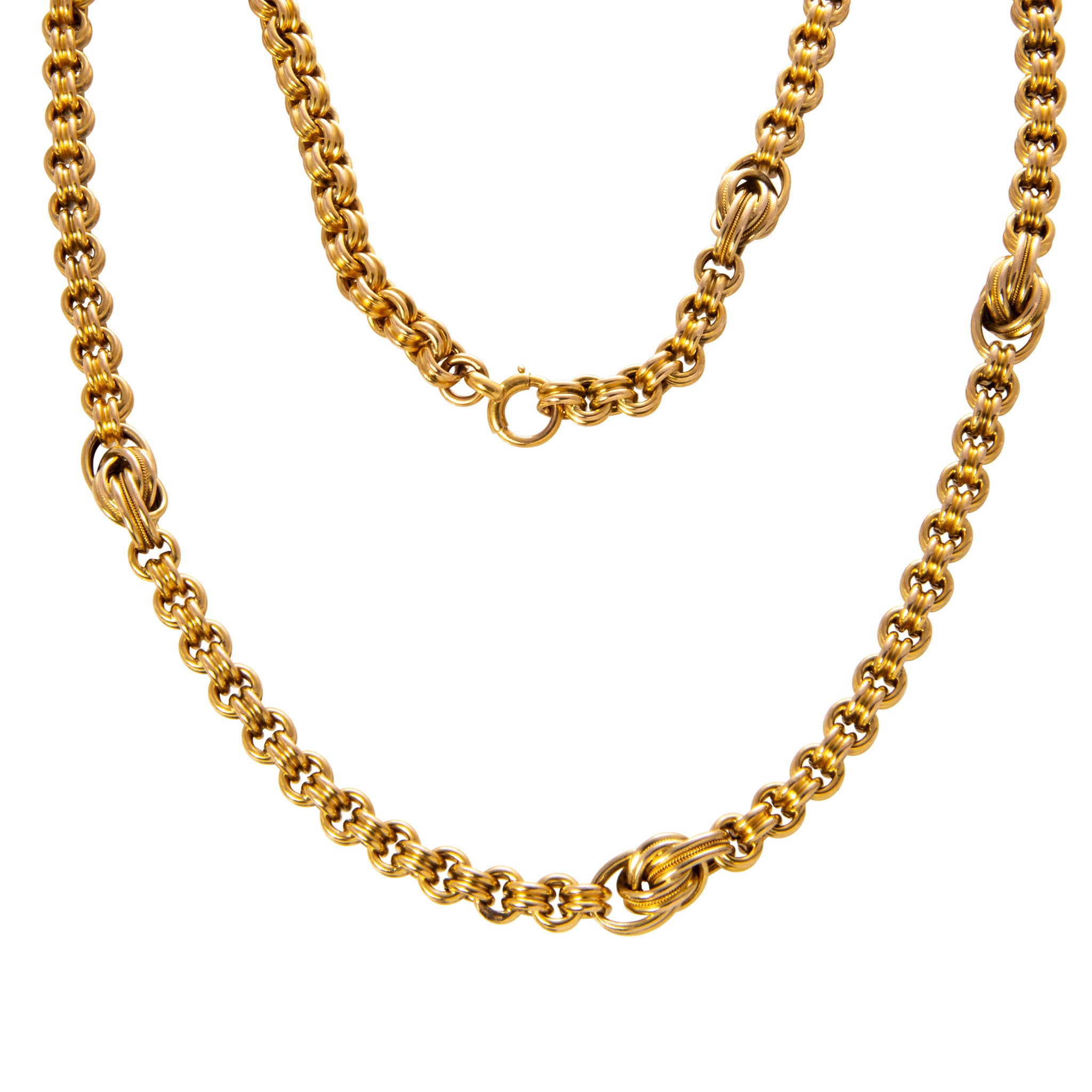 Victorian 14K Yellow Gold Mixed Link Chain Necklace