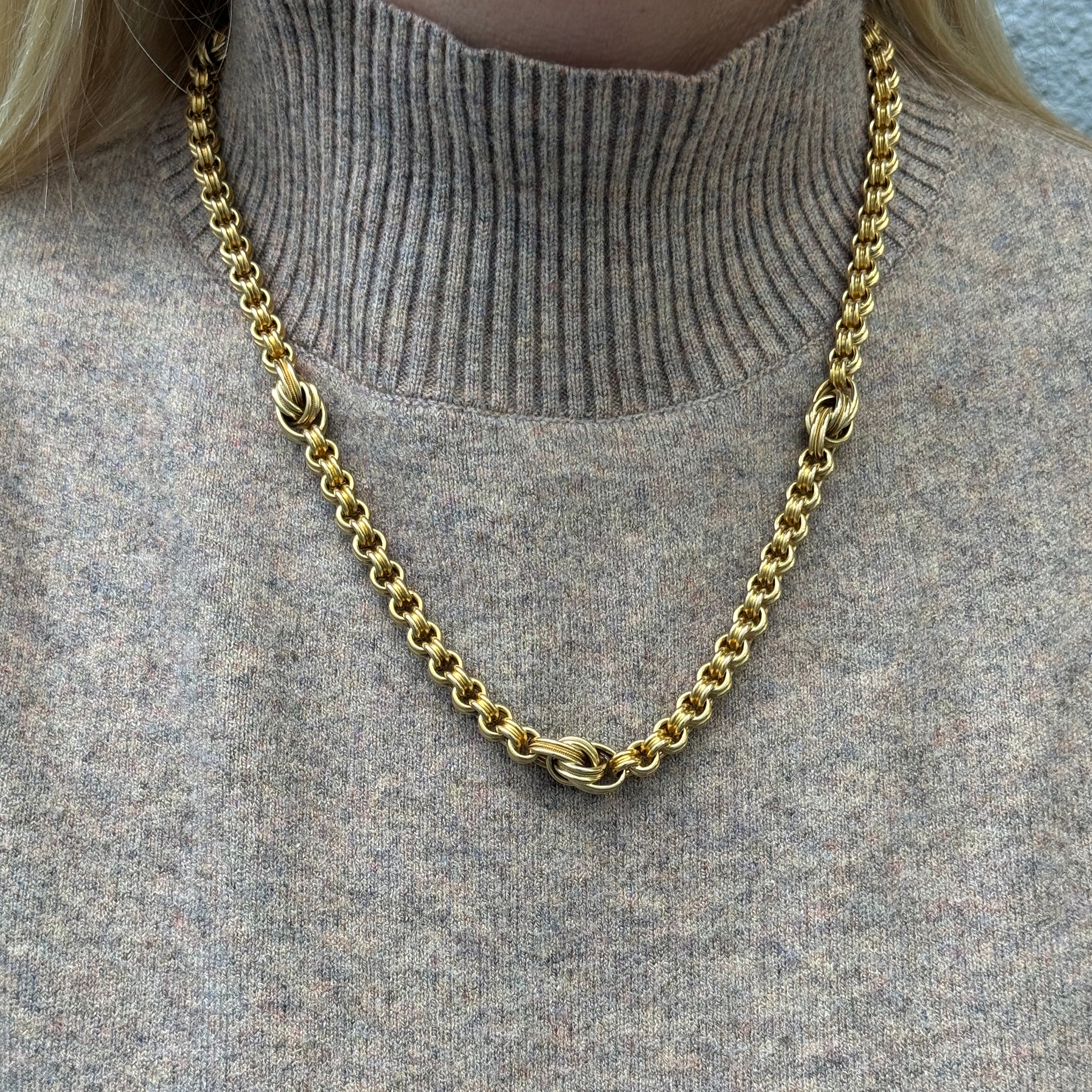 Victorian 14K Yellow Gold Mixed Link Chain Necklace